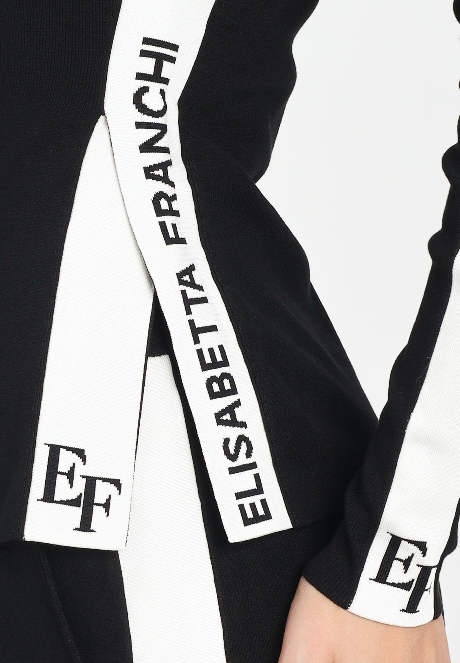 ELISABETTA FRANCHI Maglia a manica lunga nera da donna con bande lucide MK03S56E2 EF3 ELISABETTA FRANCHI