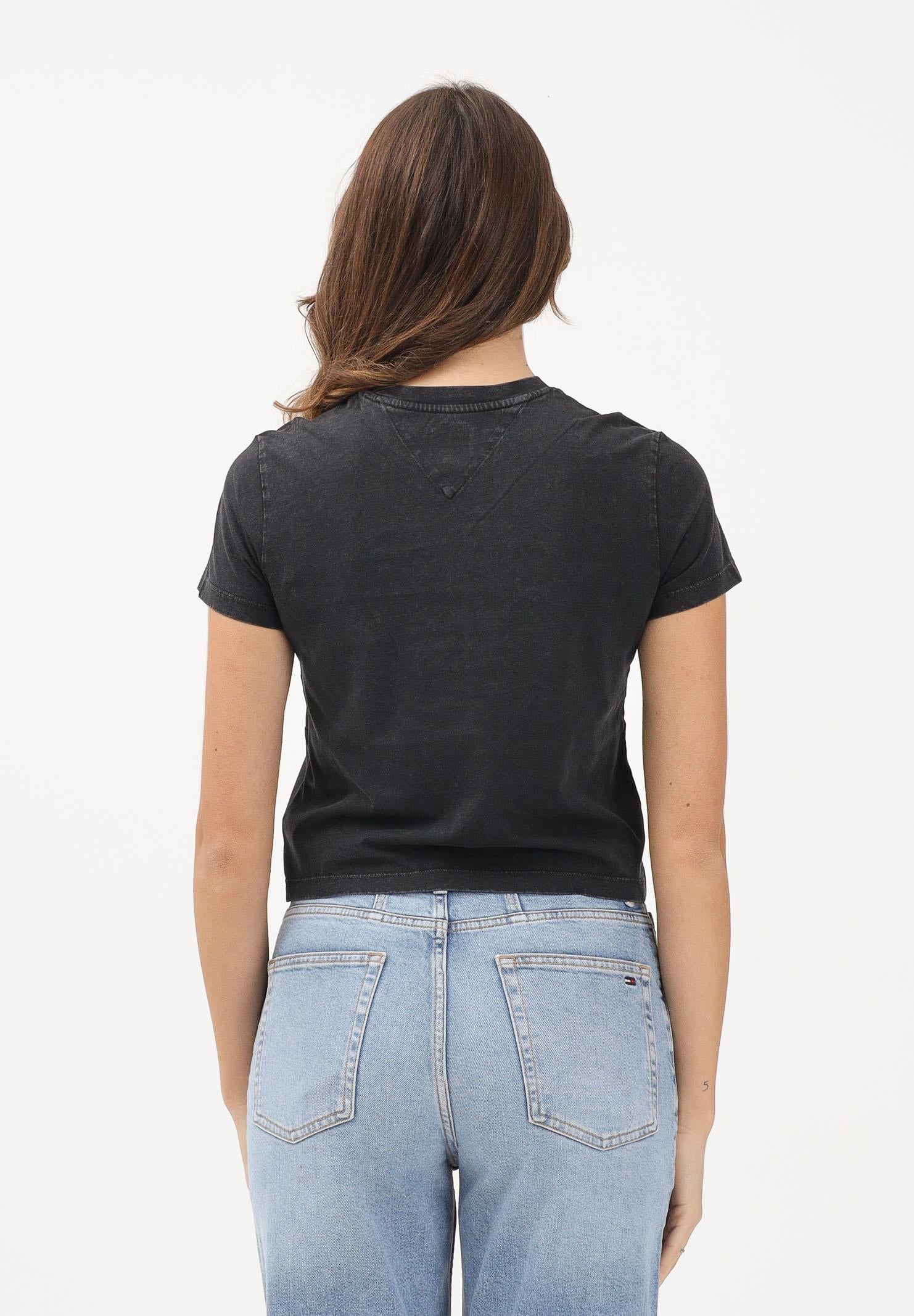 TOMMY JEANS T-shirt a manica corta nera da donna con logo DW0DW22539 BDS TOMMY JEANS