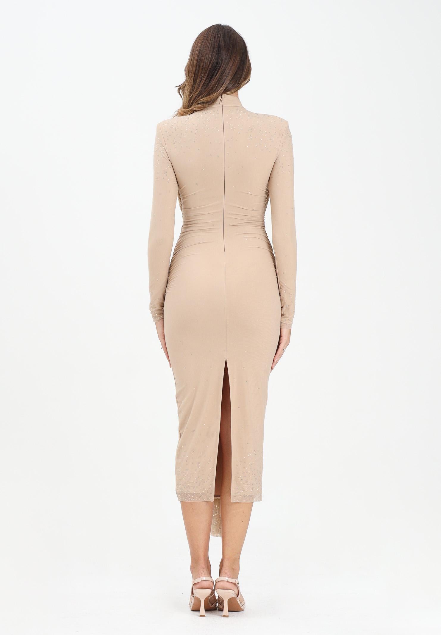 ALMA SANCHEZ Abito midi Acaico nude da donna con applicazioni di micro strass AS2526100RT 063 ALMA SANCHEZ