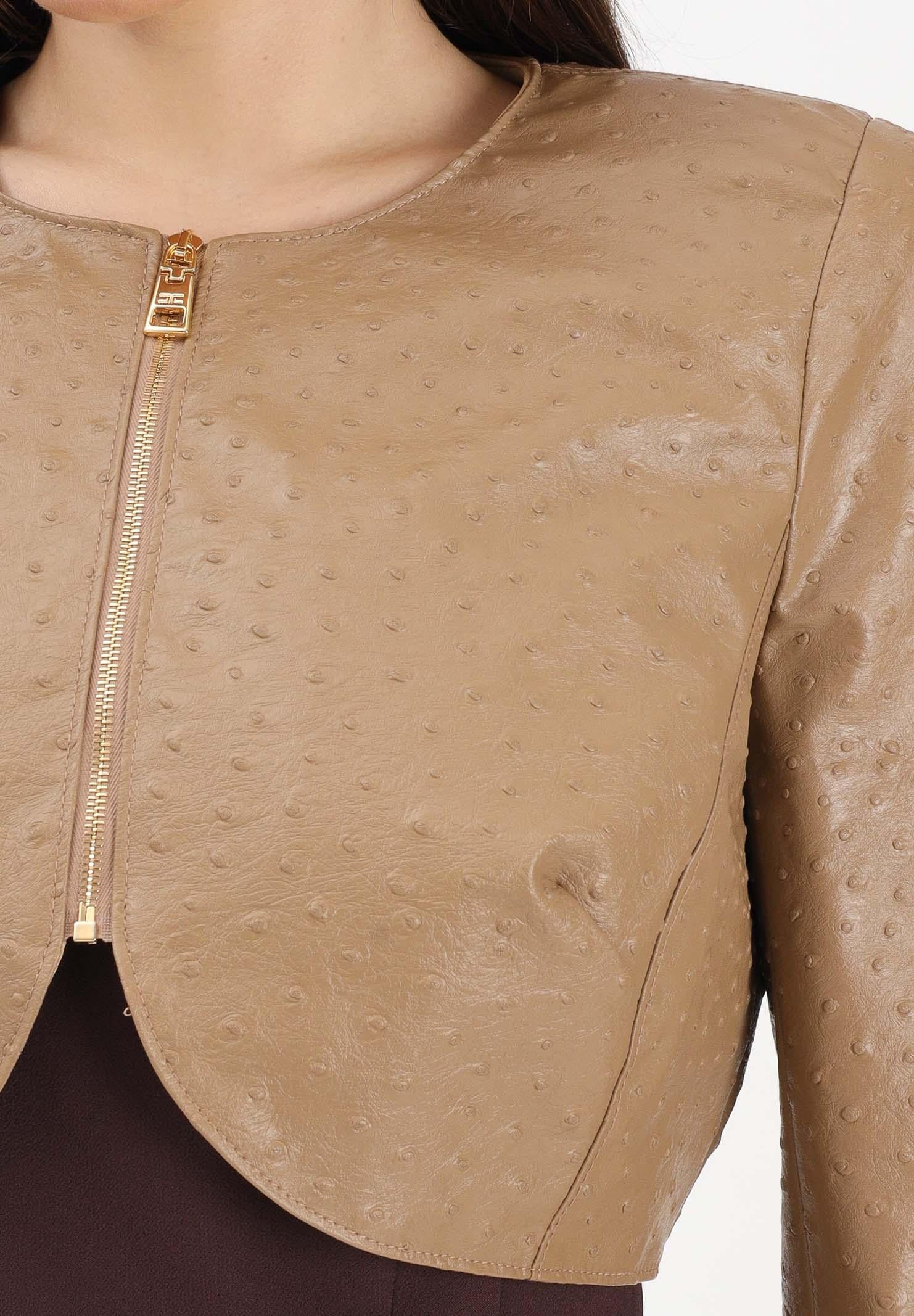 ELISABETTA FRANCHI Giubbotto in ecopelle argilla da donna GI24062E2 229 ELISABETTA FRANCHI