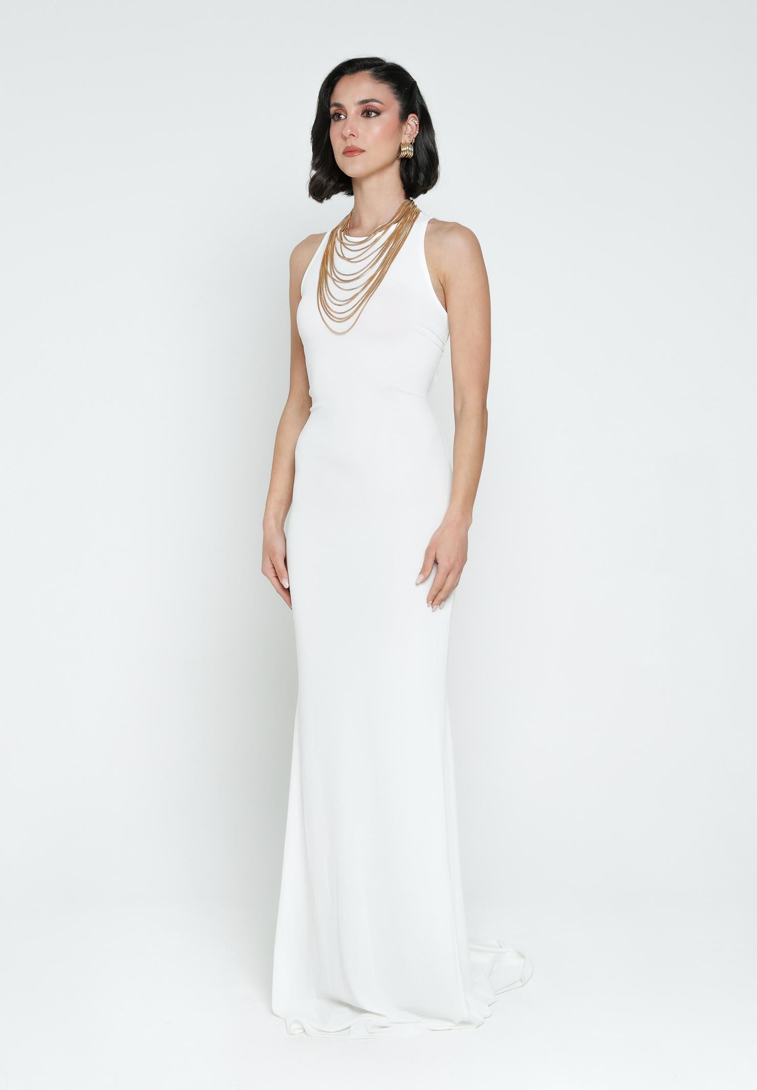 SANTAS Abito lungo BON BON bianco da donna PV25010 BIANCO SANTAS