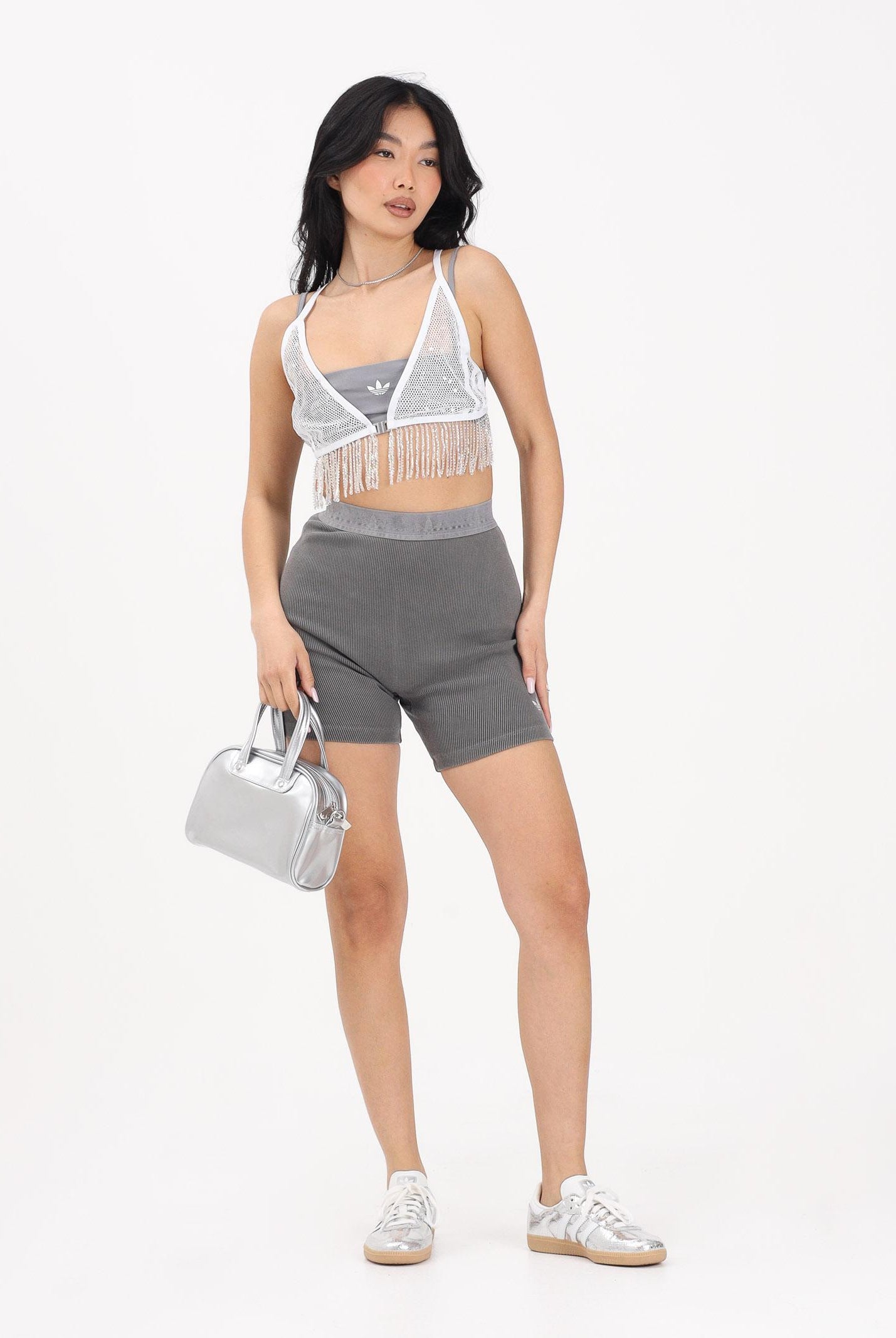 ADIDAS ORIGINALS Ciclista Essentials Rib Tights 1/4 Washed grigio da donna KE3227 . ADIDAS ORIGINALS