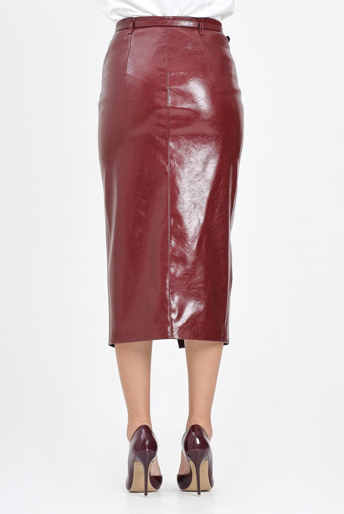 SIMONA CORSELLINI Gonna midi in vernice bordeaux da donna A25CPGO00501-C00013 V0752 SIMONA CORSELLINI