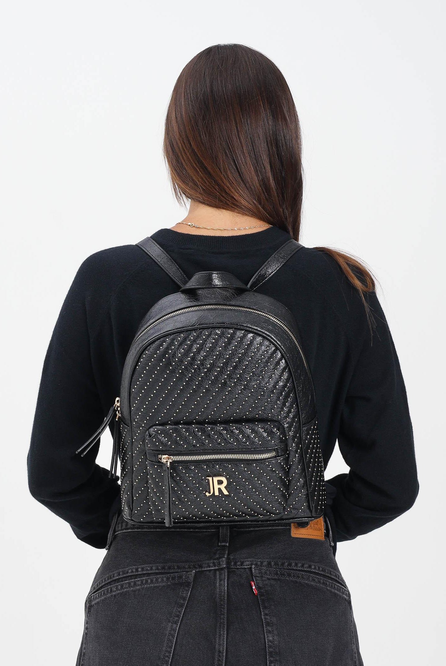 RICHMOND Zaino nero da donna con lavorazione trapuntata e micro borchie RWA25238ZA BL RICHMOND