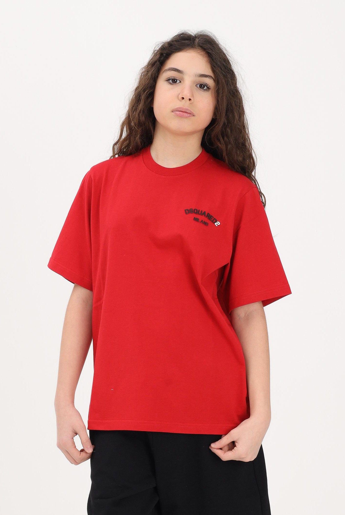 DSQUARED2 T-shirt a manica corta rossa per donna, ragazzi e bambini con logo DQ3169D0AAP DQ401 DSQUARED2