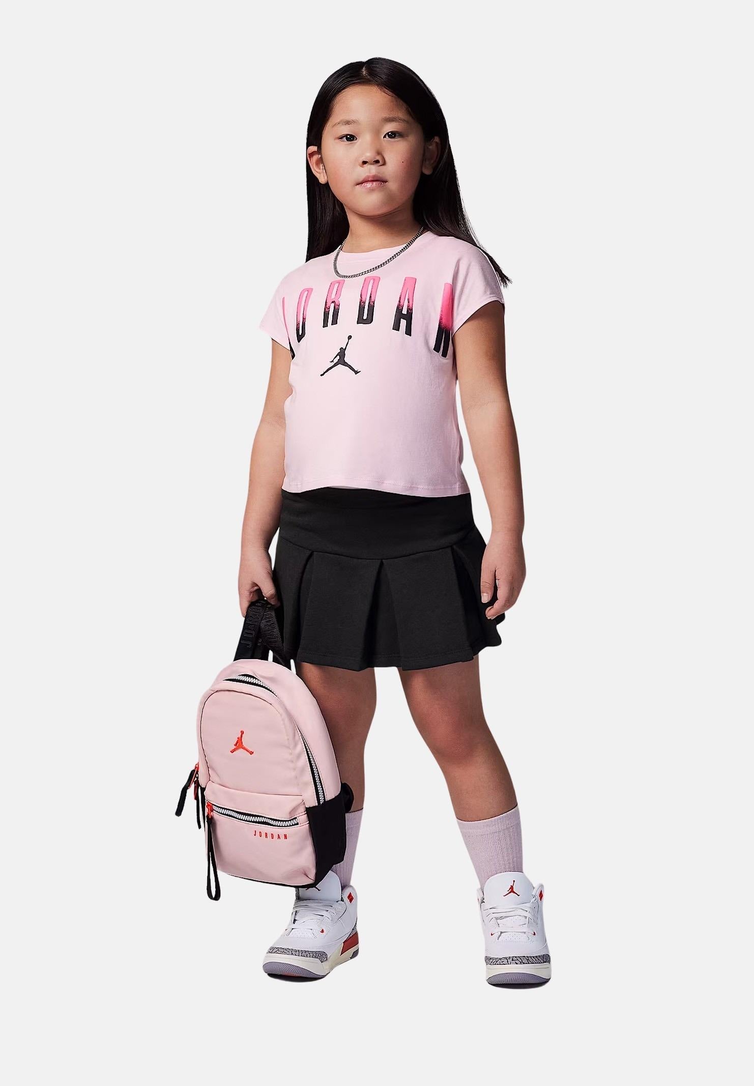 JORDAN Completino rosa e nero da bambina con stampa logo 35D974 G0T JORDAN
