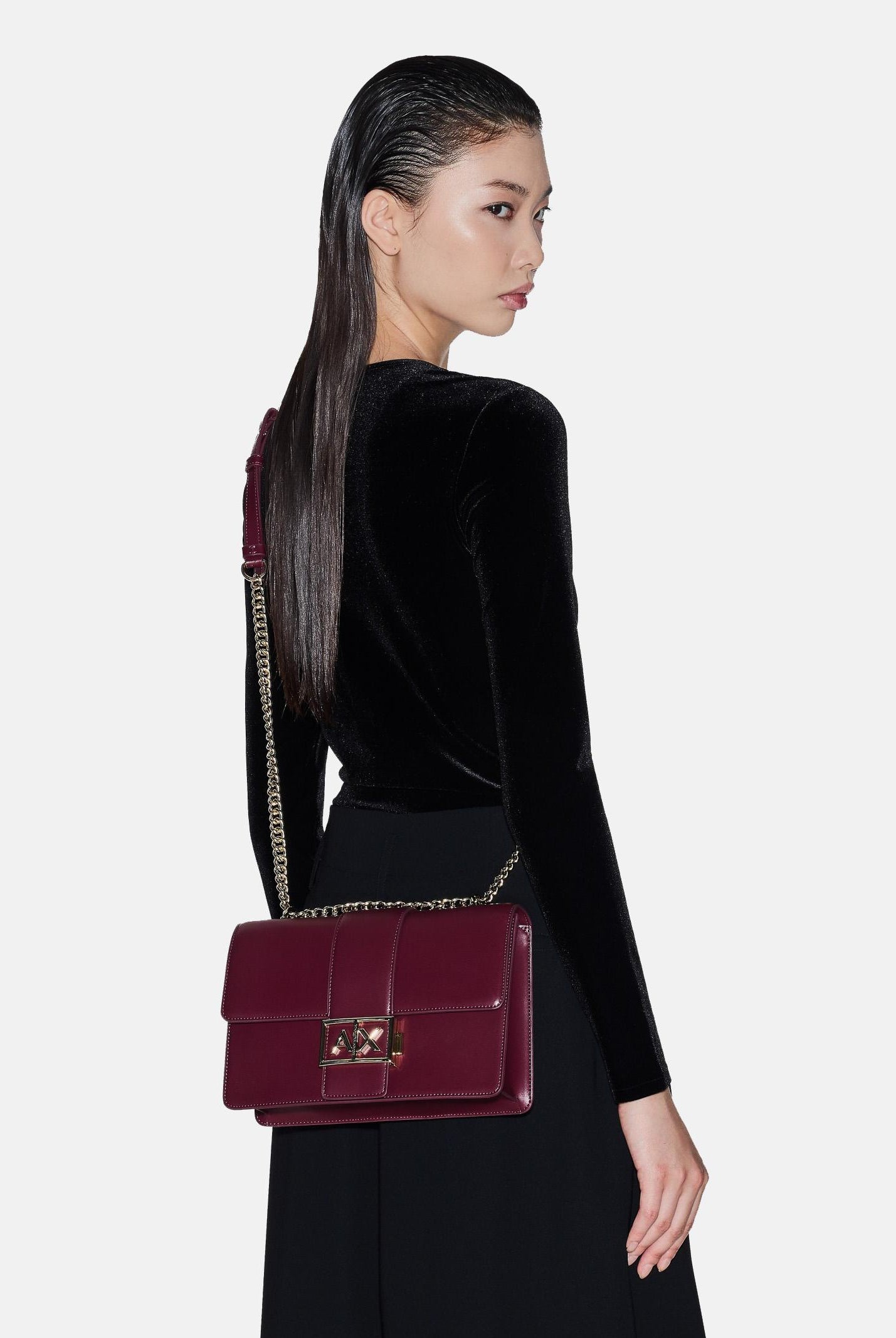 ARMANI EXCHANGE Borsa a tracolla bordeaux da donna con logo XW000070AF12039 UA343 ARMANI EXCHANGE