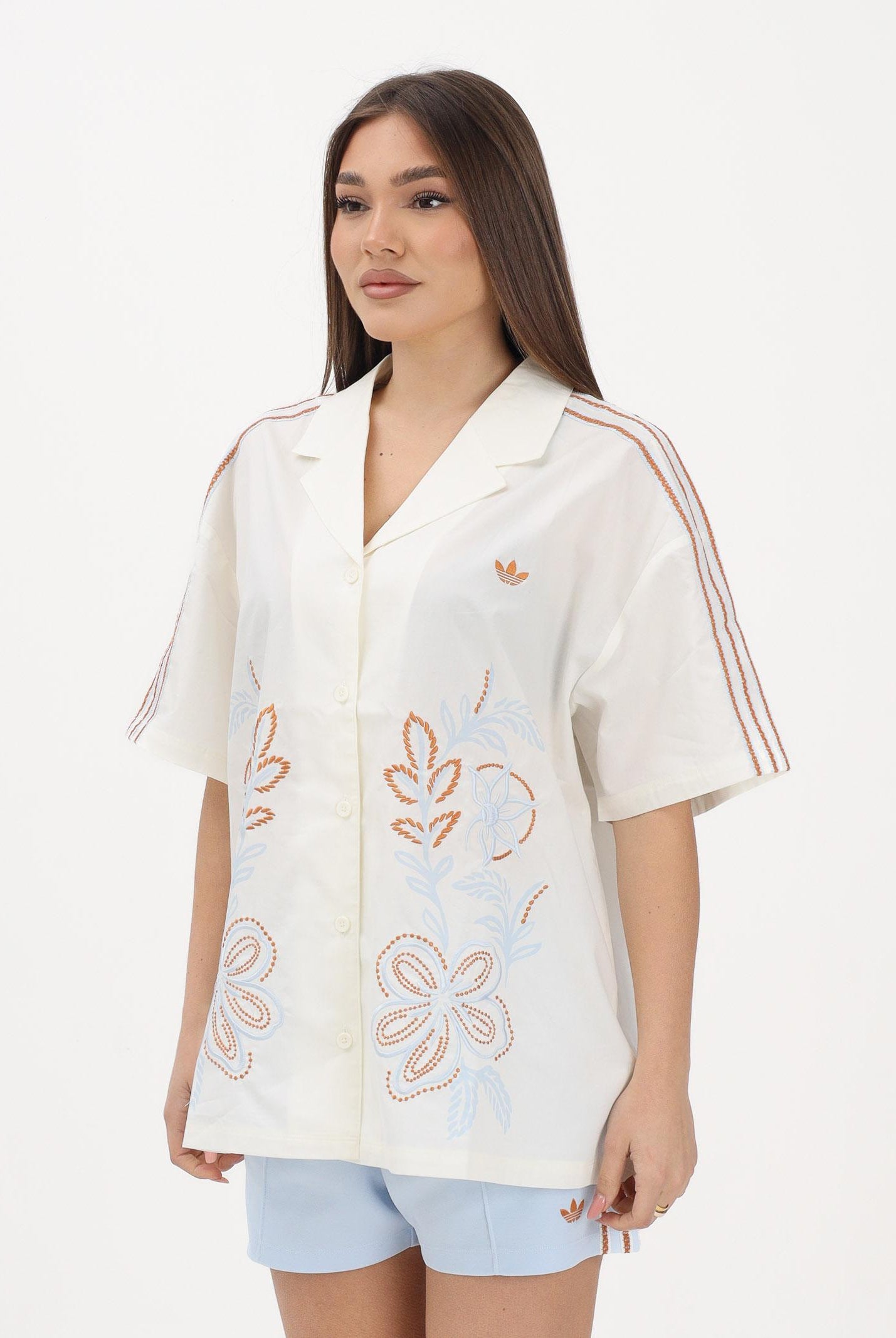 ADIDAS ORIGINALS Camicia a manica corta SUMMER GLOW RESORT panna da donna KY3164 . ADIDAS ORIGINALS