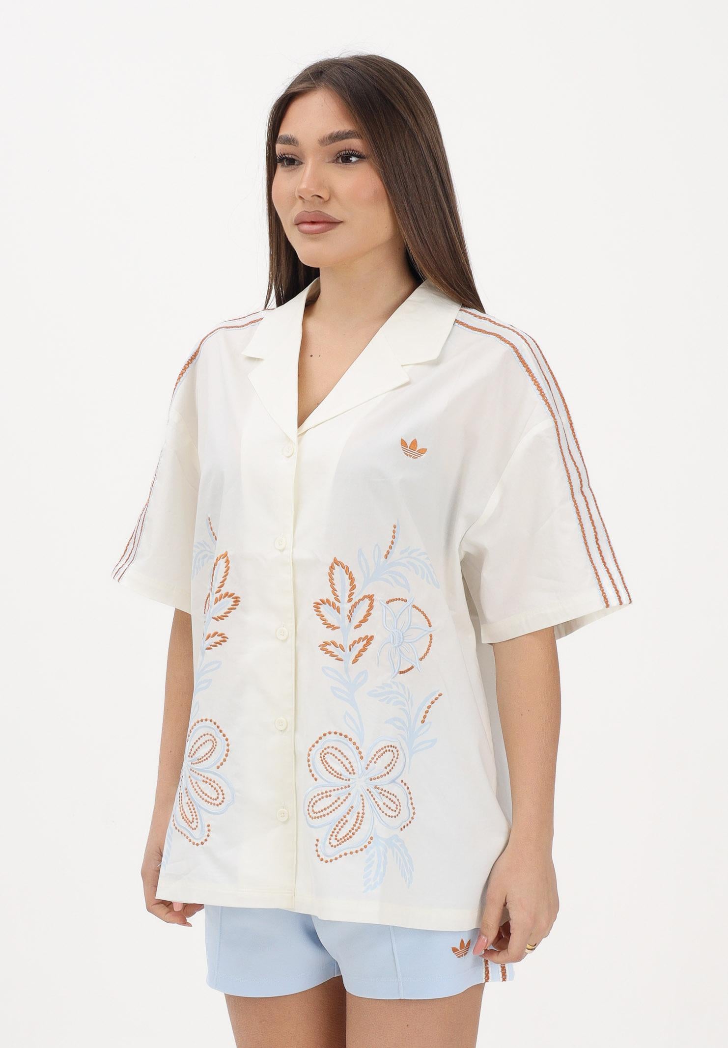 ADIDAS ORIGINALS Camicia a manica corta SUMMER GLOW RESORT panna da donna KY3164 . ADIDAS ORIGINALS