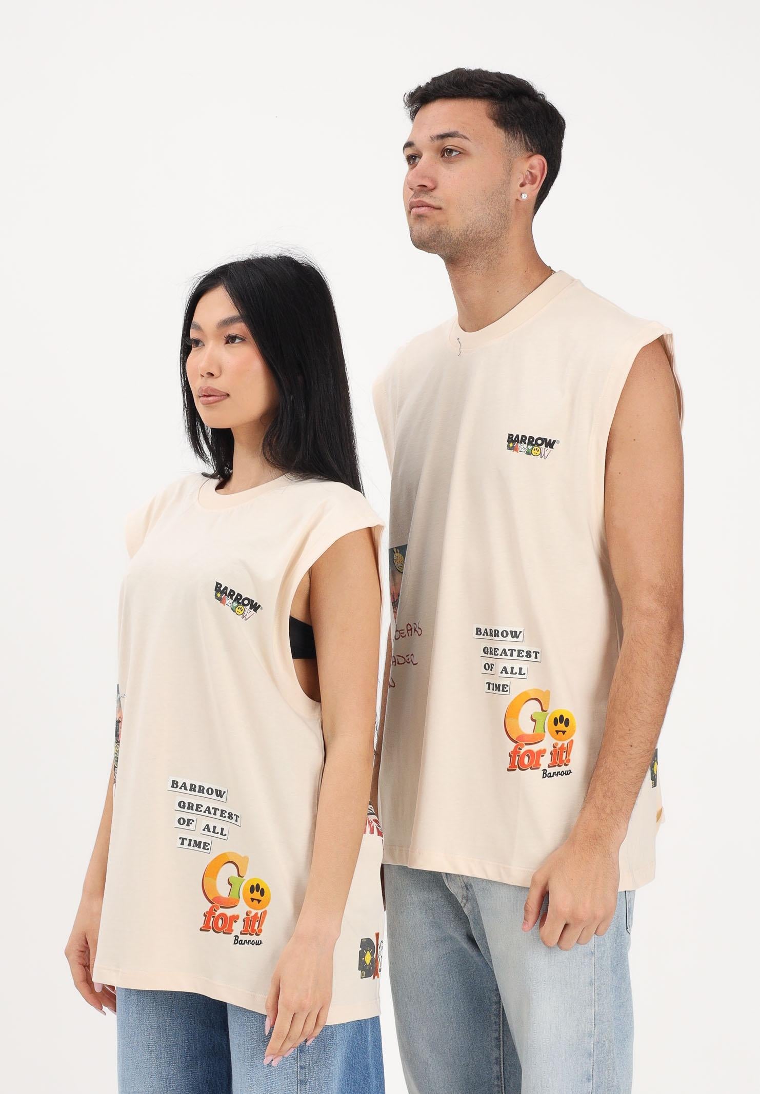 BARROW Canotta crema per uomo e donna con stampe S6BWUATH033 013 BARROW