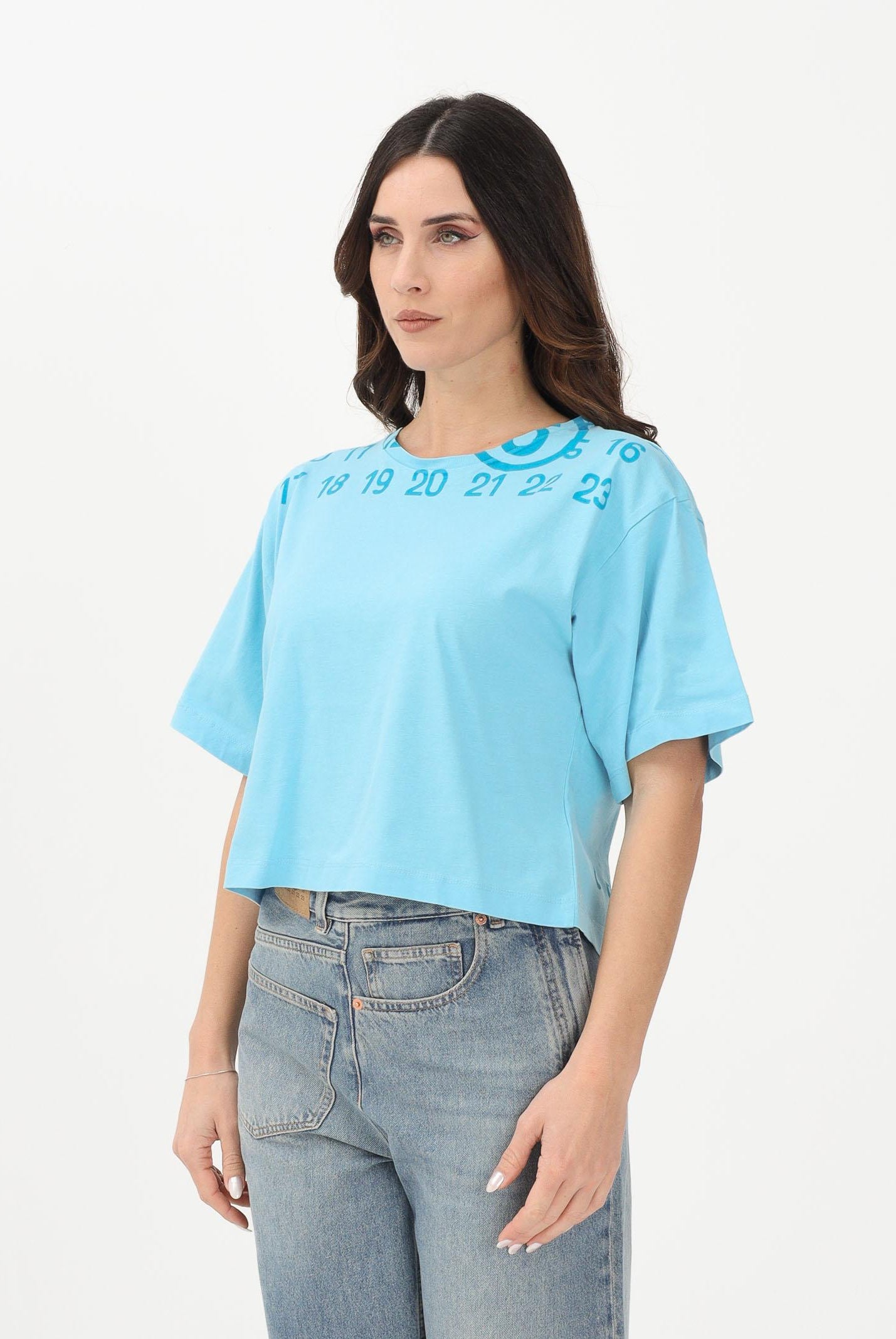 MAISON MARGIELA T-shirt a manica corta azzurra per donna, ragazze e bambine con stampa M61017MM02Y M6809 MAISON MARGIELA