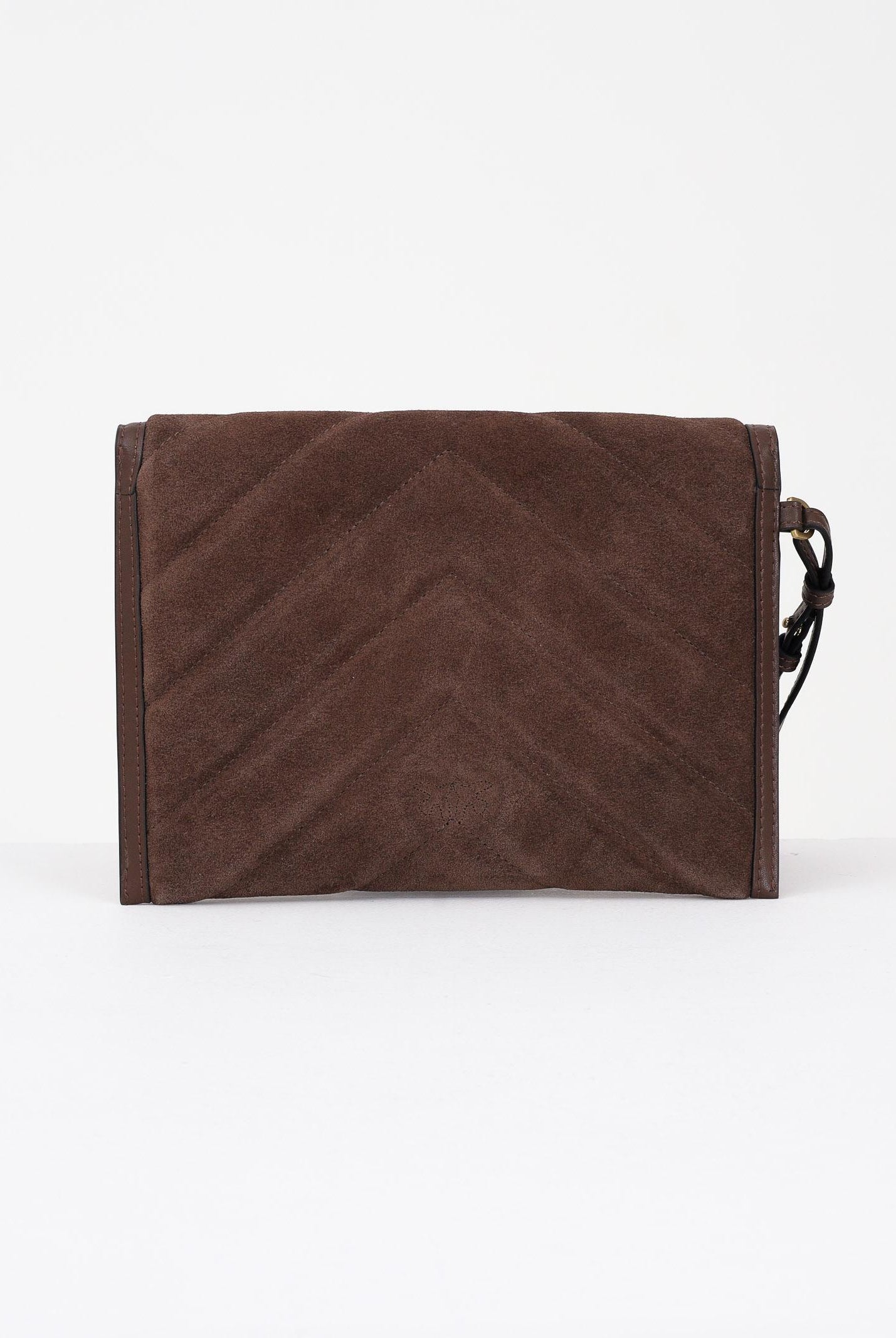 PINKO Pochette realizzata in pelle scamosciata marrone da donna con logo Love Birds 104820A2JH L74V PINKO