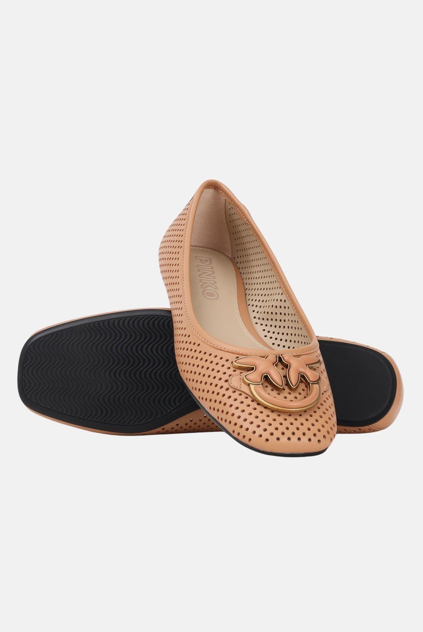 PINKO Ballerine traforate nude da donna con logo Love Birds SD0457P003Q61 Q61 PINKO