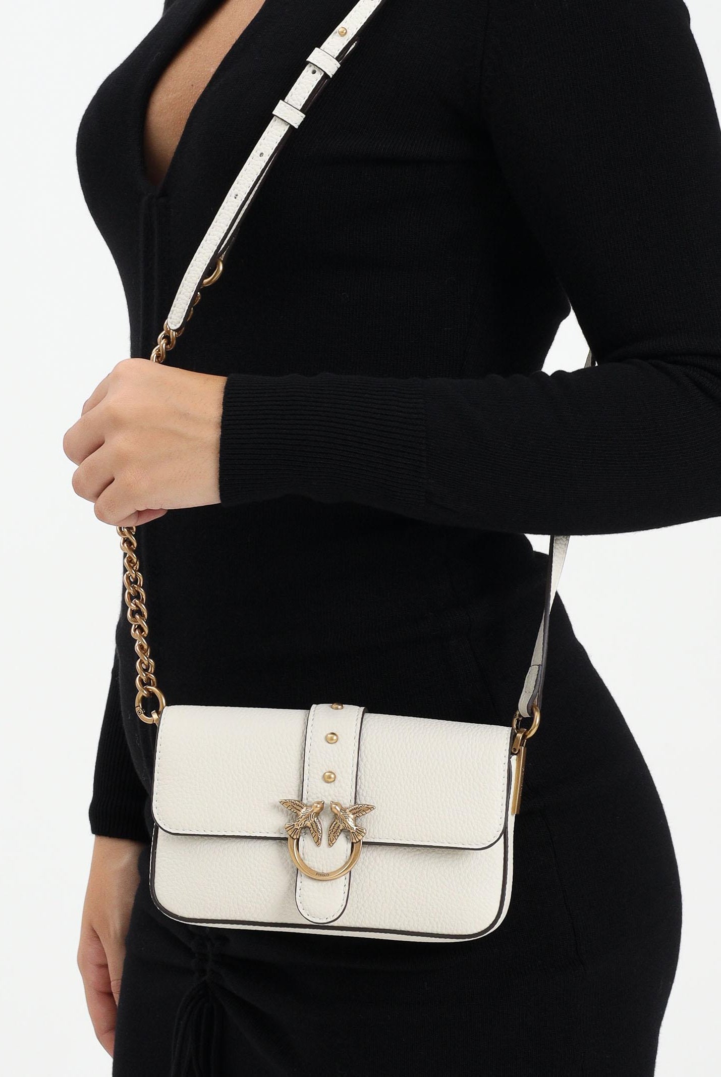 PINKO Borsa a tracolla Love One Slouchy Baby panna da donna 105353A2OX Z14Q PINKO