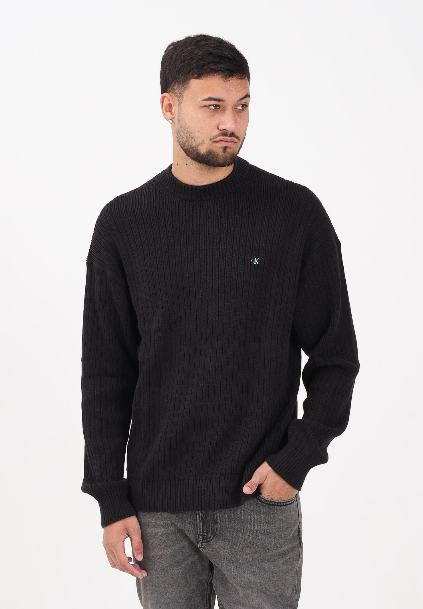 CALVIN KLEIN JEANS Maglioncino girocollo nero da uomo con logo LV04RD314GUB1 CALVIN KLEIN JEANS