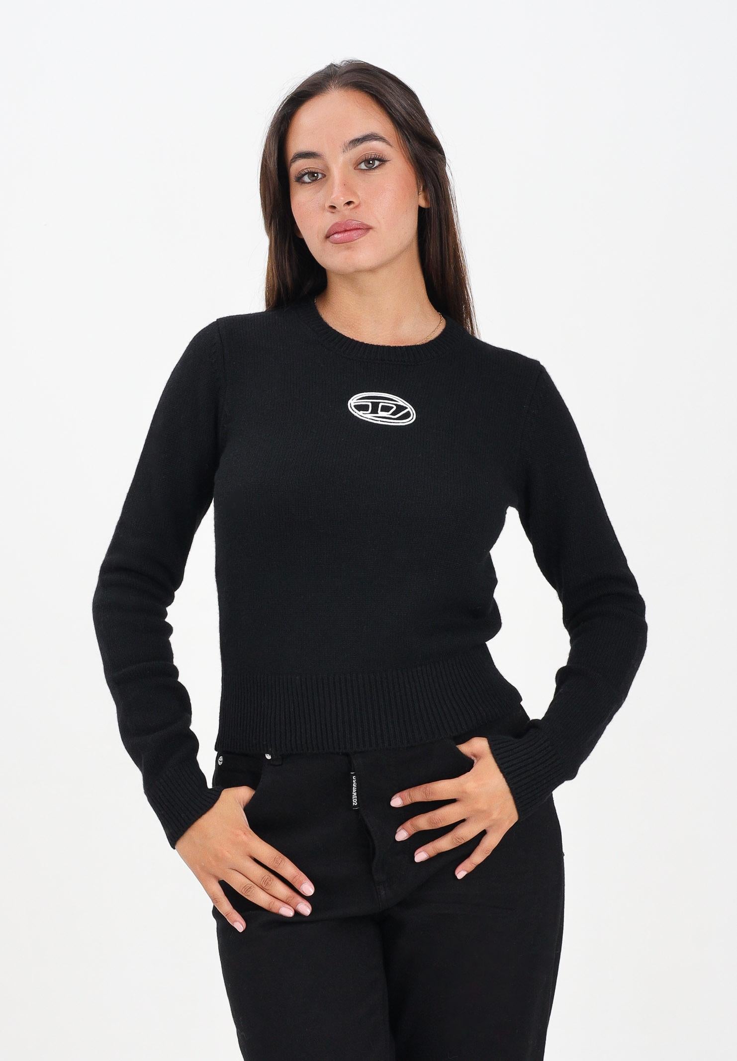 DIESEL Maglioncino girocollo nero per donna, ragazzi e bambini con logo Oval D J02435KYAYX K900 DIESEL