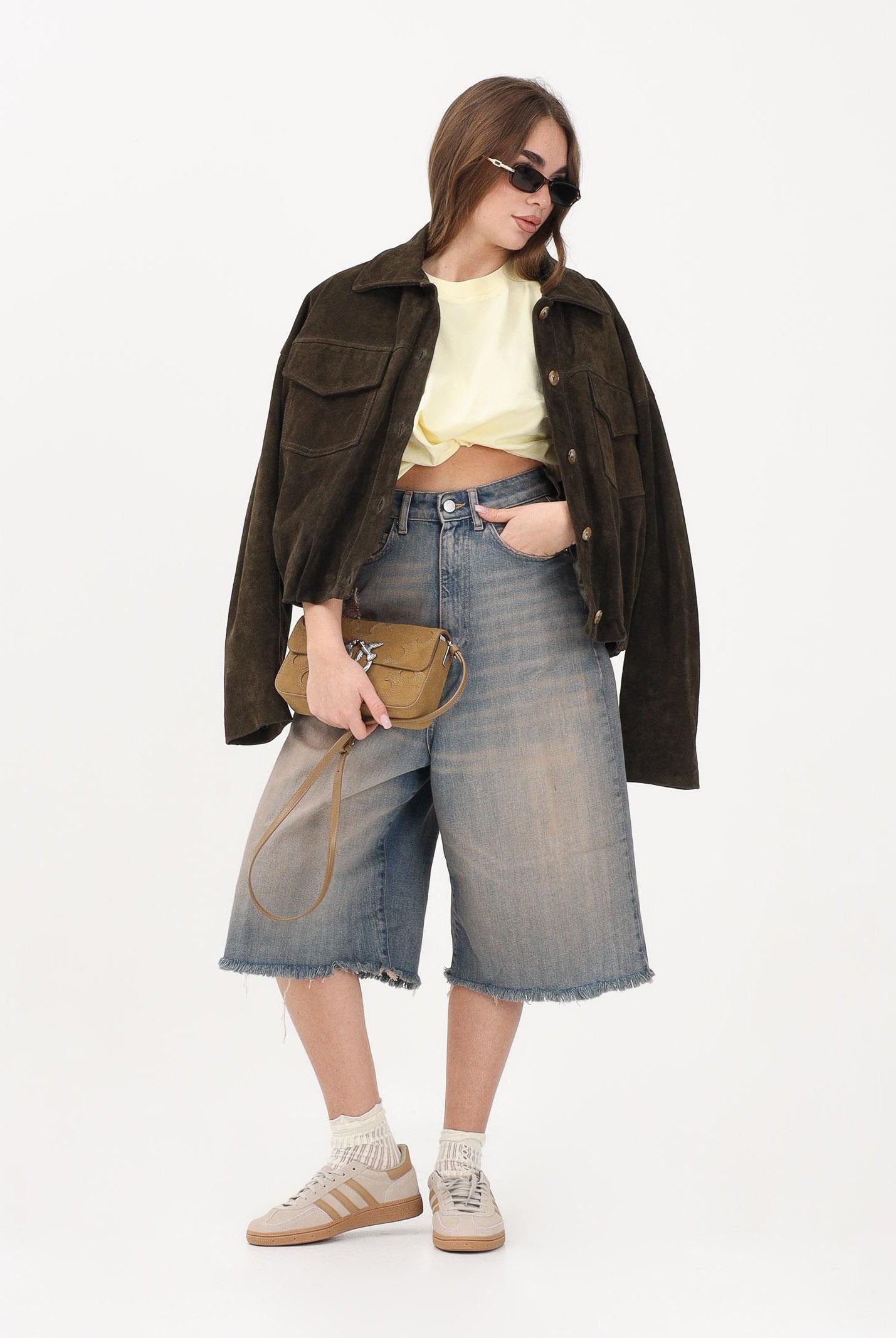 VICOLO Bermuda Carola in denim sabbiato da donna DAB5082 ADE VICOLO