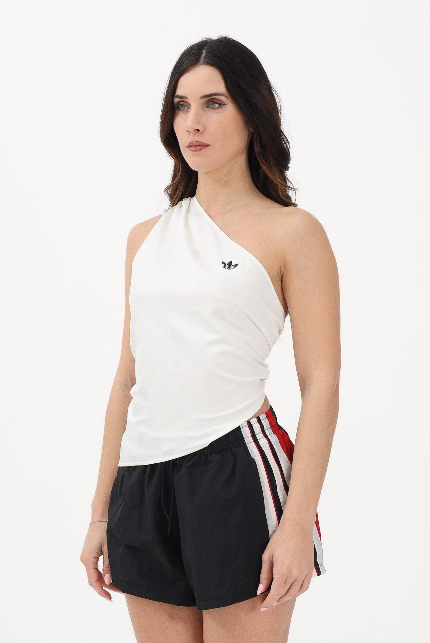 ADIDAS ORIGINALS Top sportivo monospalla bianco da donna KC9118 . ADIDAS ORIGINALS