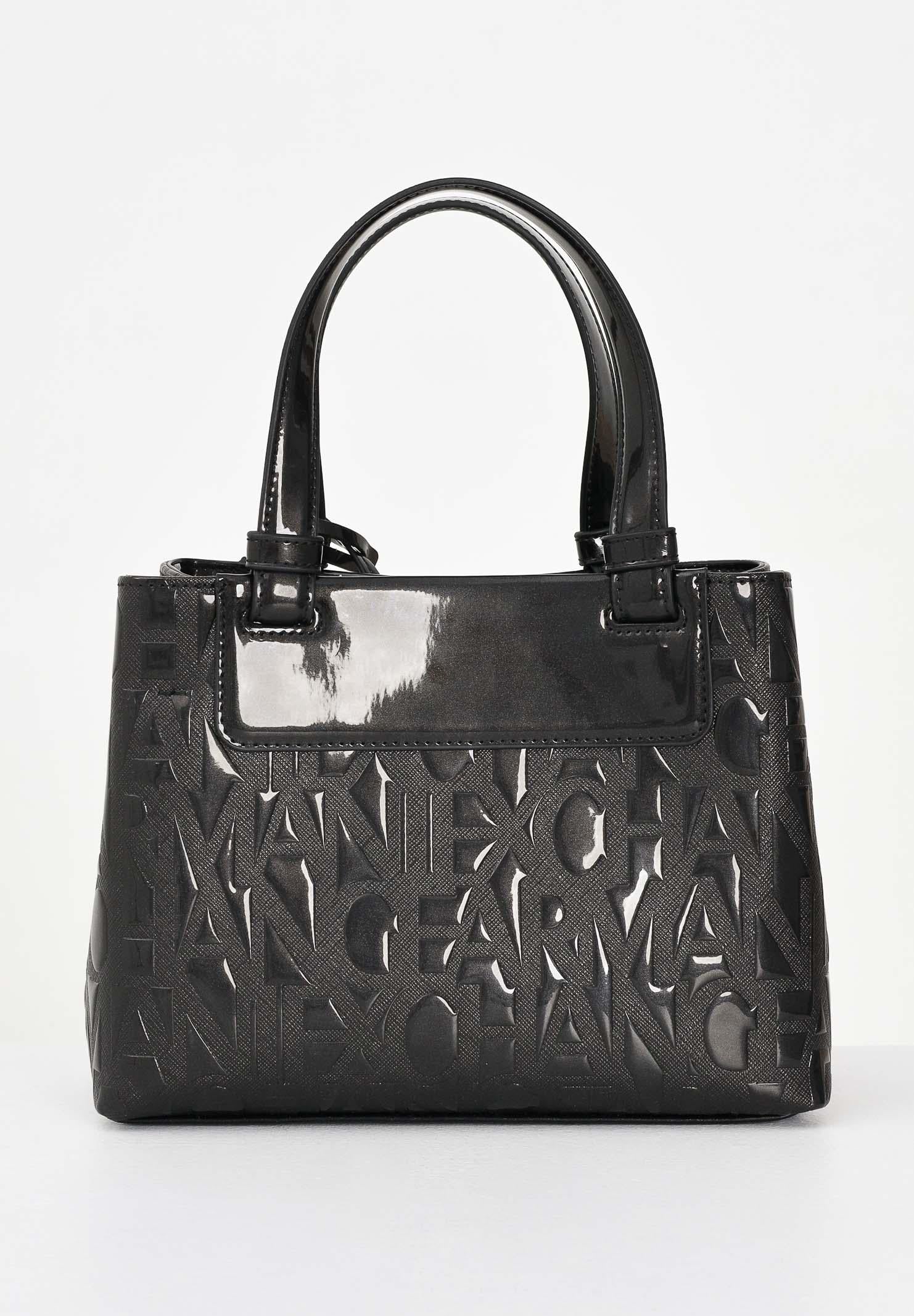 ARMANI EXCHANGE Borsa a mano nera da donna con effetto logato all-over XW001576AF17290 UC001 ARMANI EXCHANGE