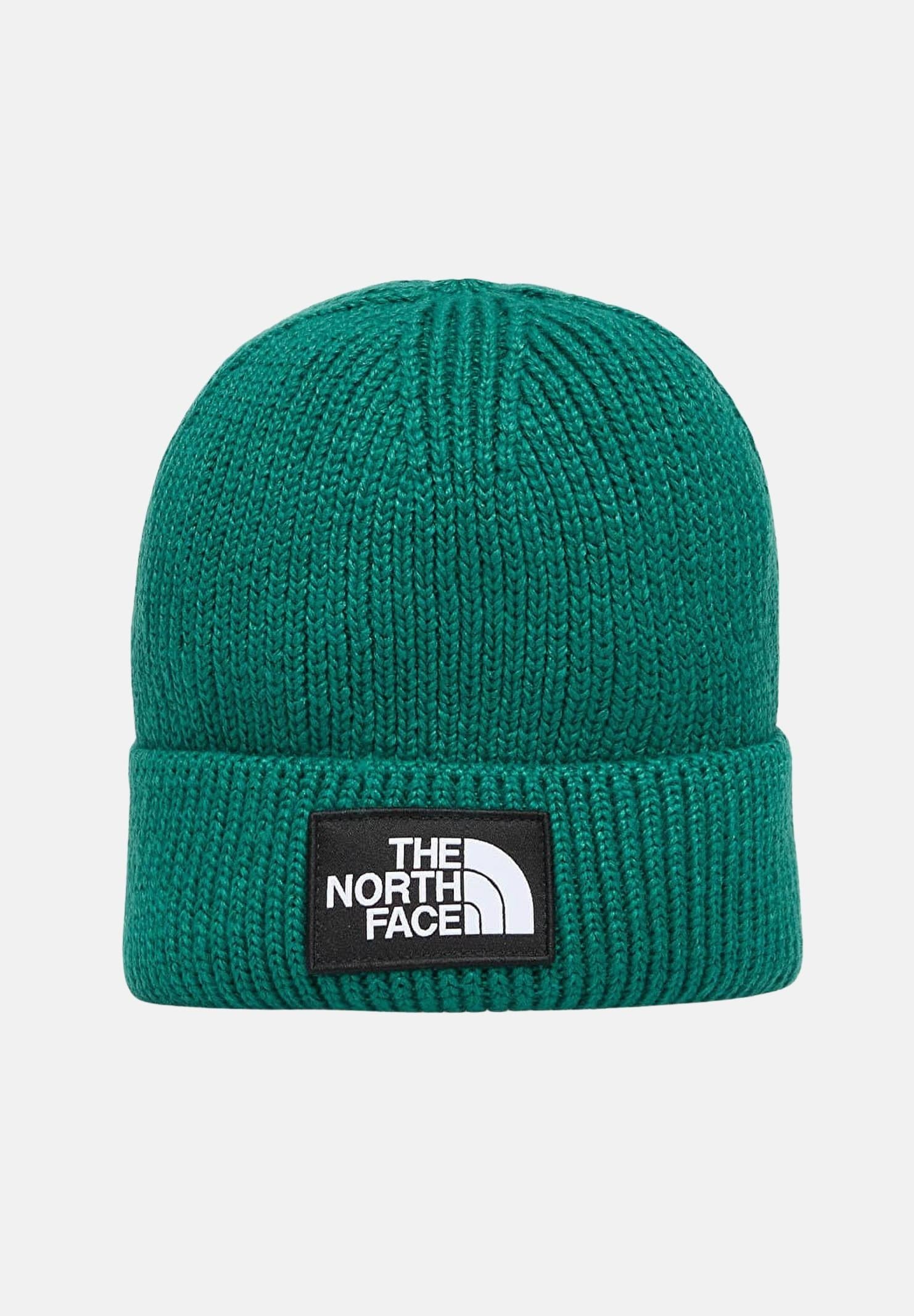 THE NORTH FACE Berretto verde scuro per uomo e donna con risvolto e logo box TNF NF0A8CHENL11 THE NORTH FACE