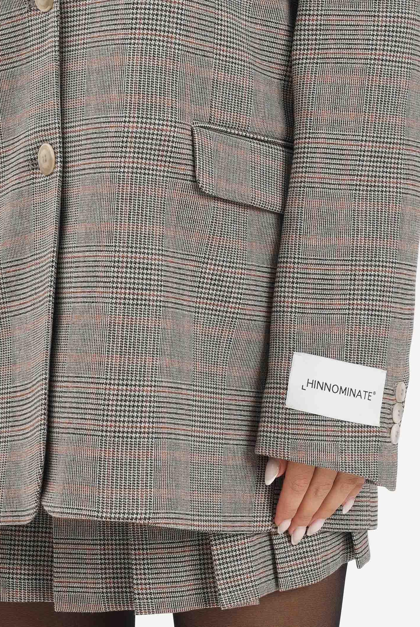 HINNOMINATE Giacca beige da donna con motivo principe di galles HMABW02260 BE11 HINNOMINATE