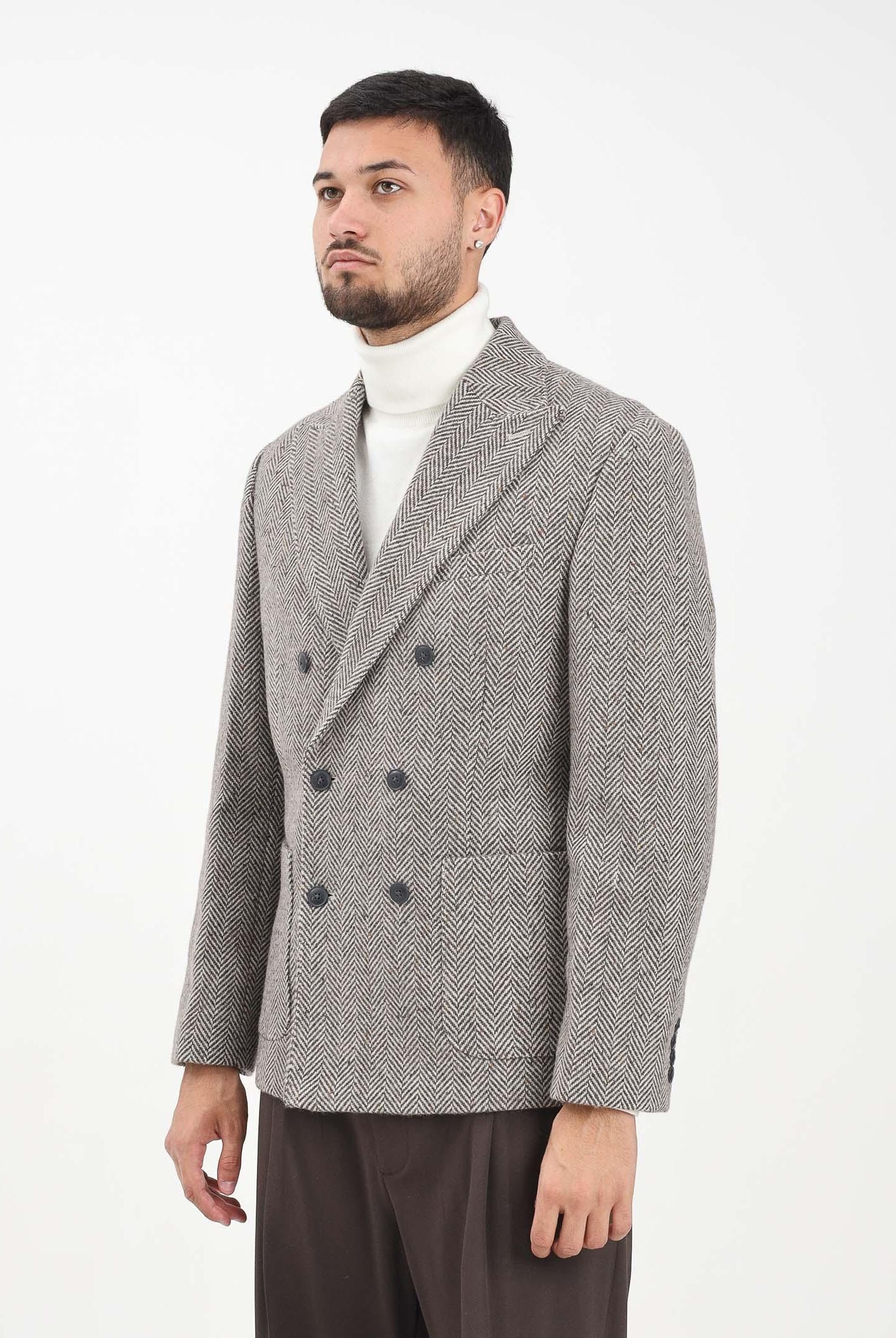 SELECTED HOMME Giacca da uomo realizzata con motivo spigato nei toni del marrone e del beige 16098742 BrownRice SELECTED HOMME