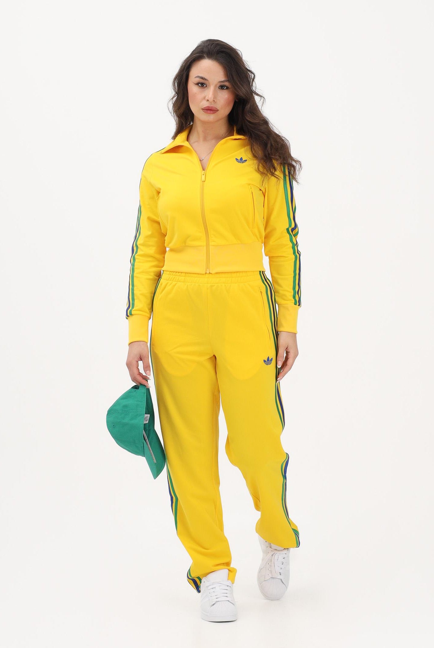 ADIDAS ORIGINALS Felpa con zip Firebird Classic gialla da donna KC6566 . ADIDAS ORIGINALS