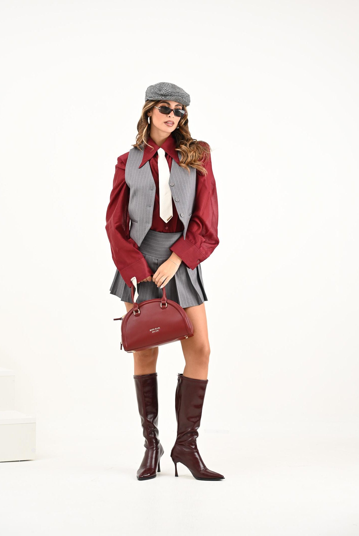 HINNOMINATE Gilet grigio da donna con motivo gessato sottile HMABW02242 GR40 HINNOMINATE