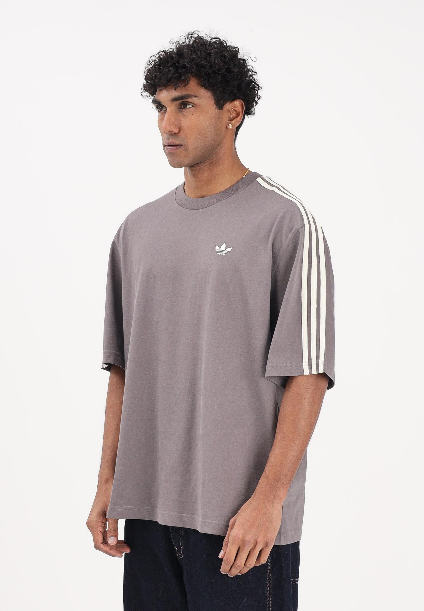 ADIDAS ORIGINALS T-shirt a manica corta ADICOLOR 3-STRIPES OVERSIZED grigia da uomo KE1591 . ADIDAS ORIGINALS
