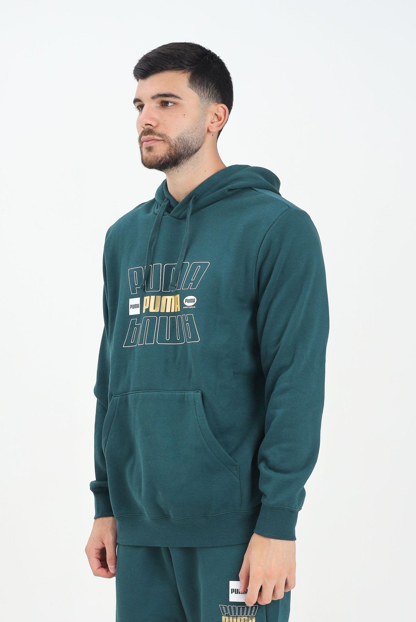 PUMA Felpa con cappuccio Essentials Logo Lab verde da uomo 688190 75 PUMA