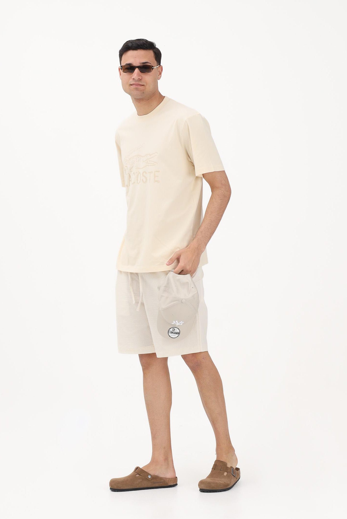 LACOSTE Shorts panna da uomo in seersucker di cotone GH1977 FM0 LACOSTE