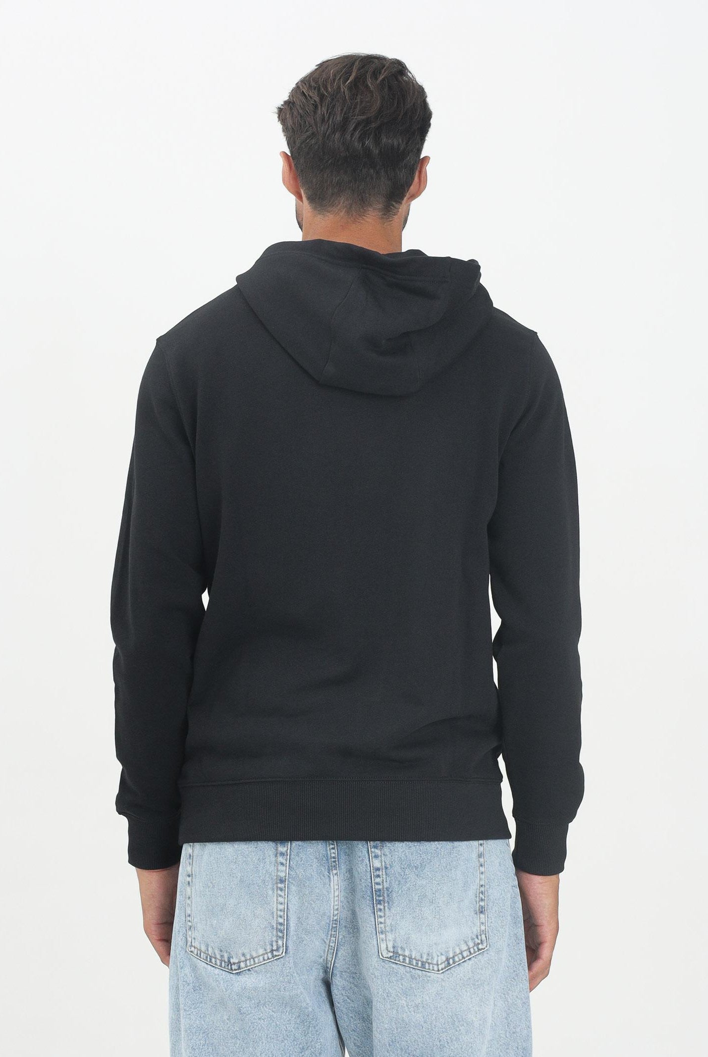 TOMMY HILFIGER Felpa con cappuccio nera da uomo rifinita da stampa logo MW0MW40534BDS TOMMY HILFIGER