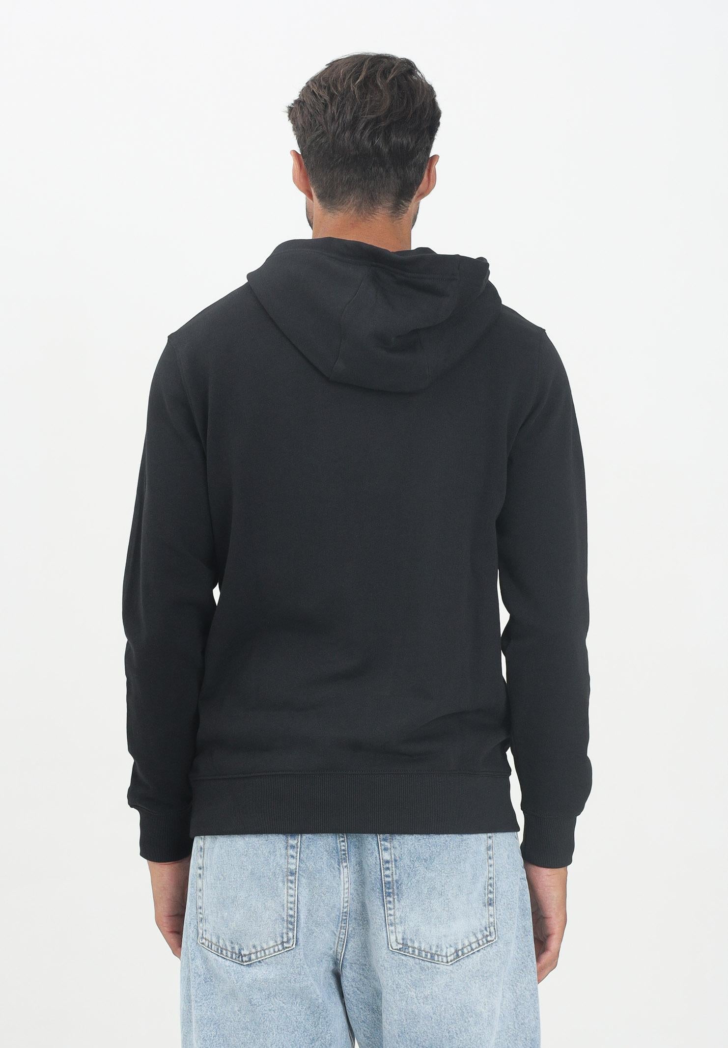 TOMMY HILFIGER Felpa con cappuccio nera da uomo rifinita da stampa logo MW0MW40534BDS TOMMY HILFIGER