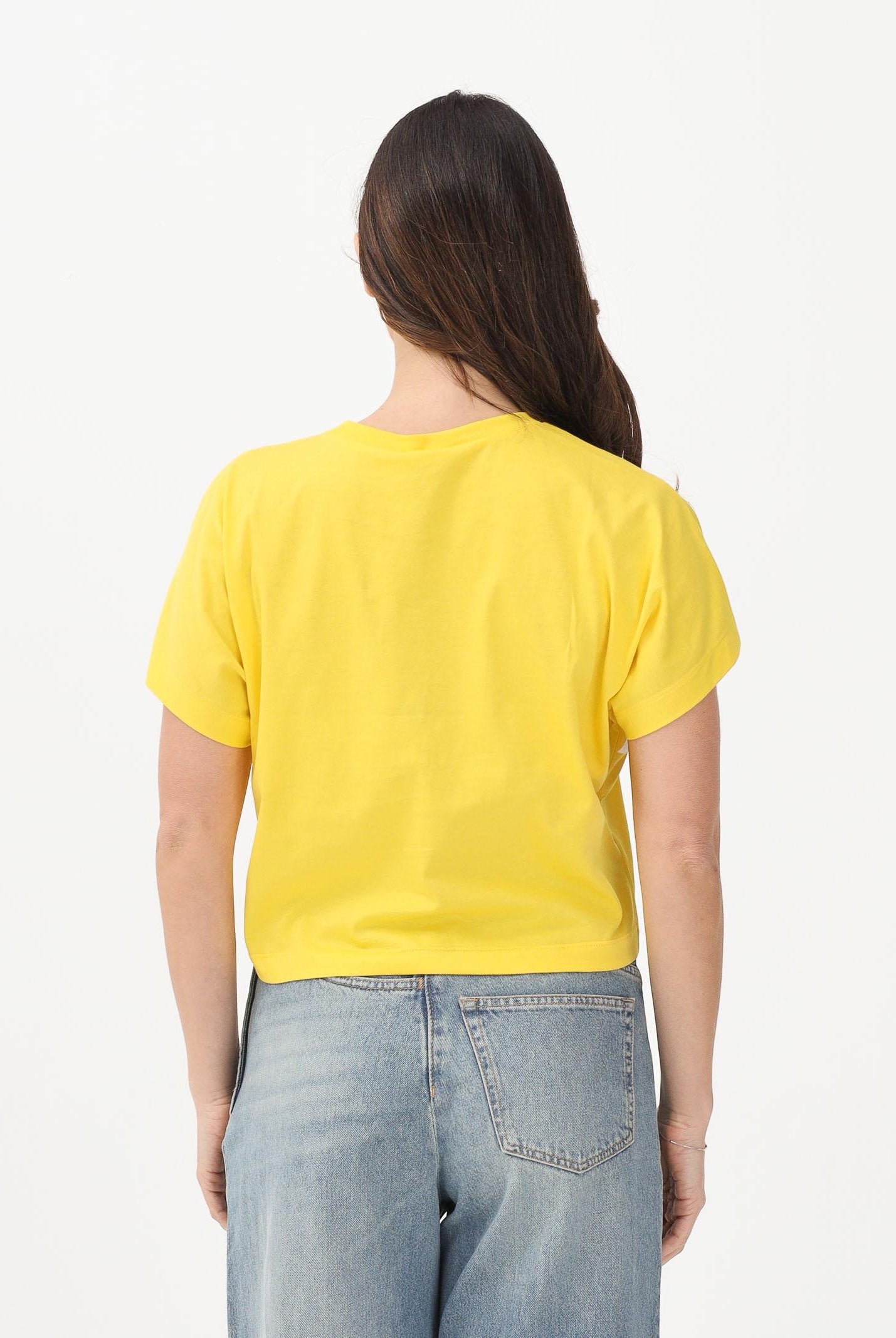 N21 T-shirt a manica corta gialla per donna, ragazze e bambine con maxi logo N210AAN0153 0N215 N21