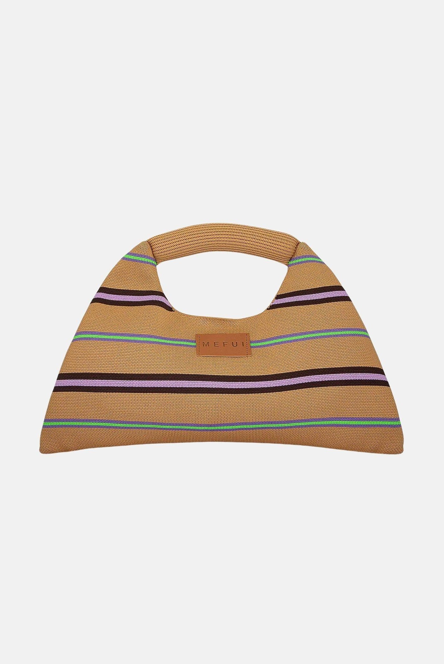 ME FUI Borsa a mano beige da donna con motivo a righe MA26-SW0110BG . ME FUI