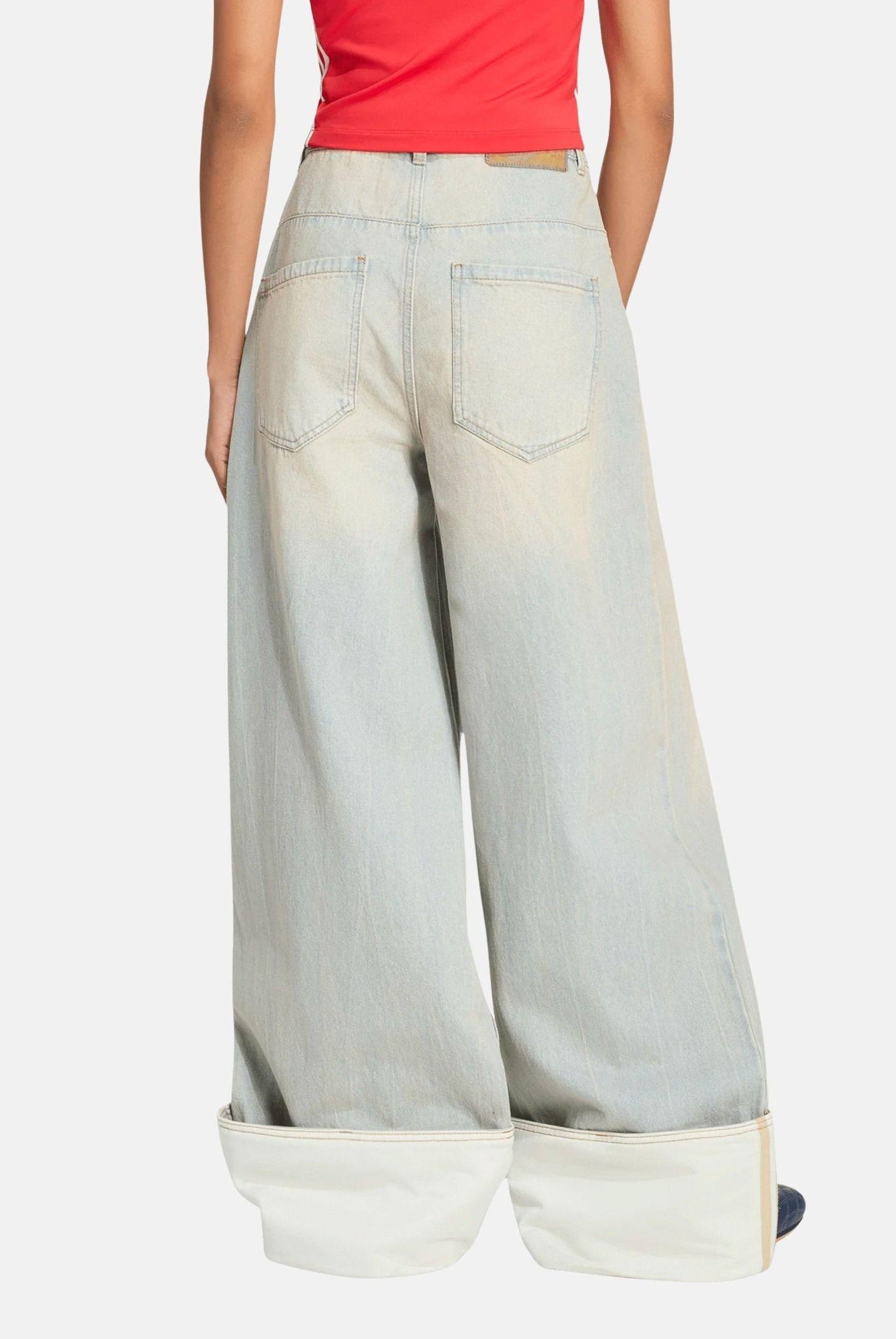 ADIDAS ORIGINALS jeans Vintage Wide Leg Jeans Light Denimf azzurro chiaro e bianco da donna KW4517 . ADIDAS ORIGINALS
