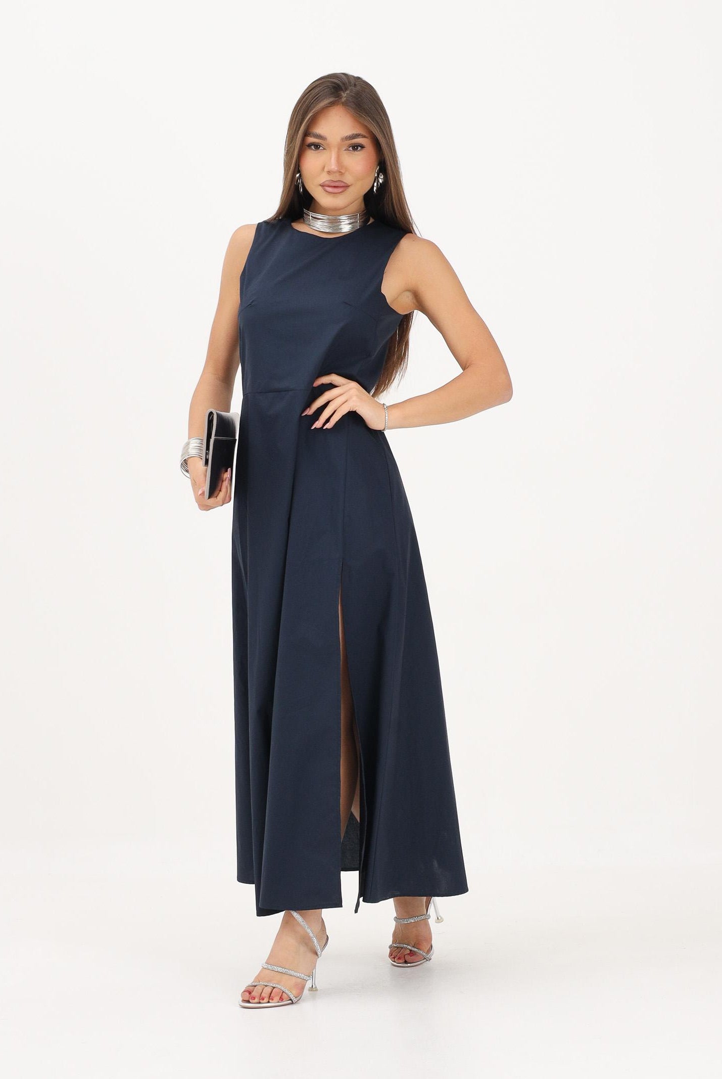 VICOLO abito lungo elegante blu donna. AB1814 BL VICOLO