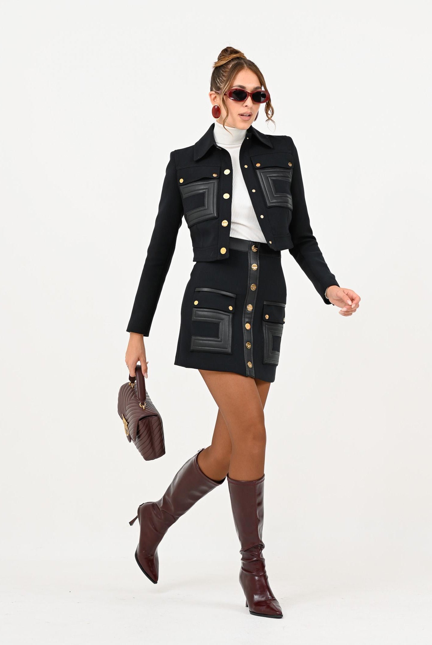 ELISABETTA FRANCHI Giacca nero da donna con dettagli logo<BR/> GI15957E2 110 ELISABETTA FRANCHI