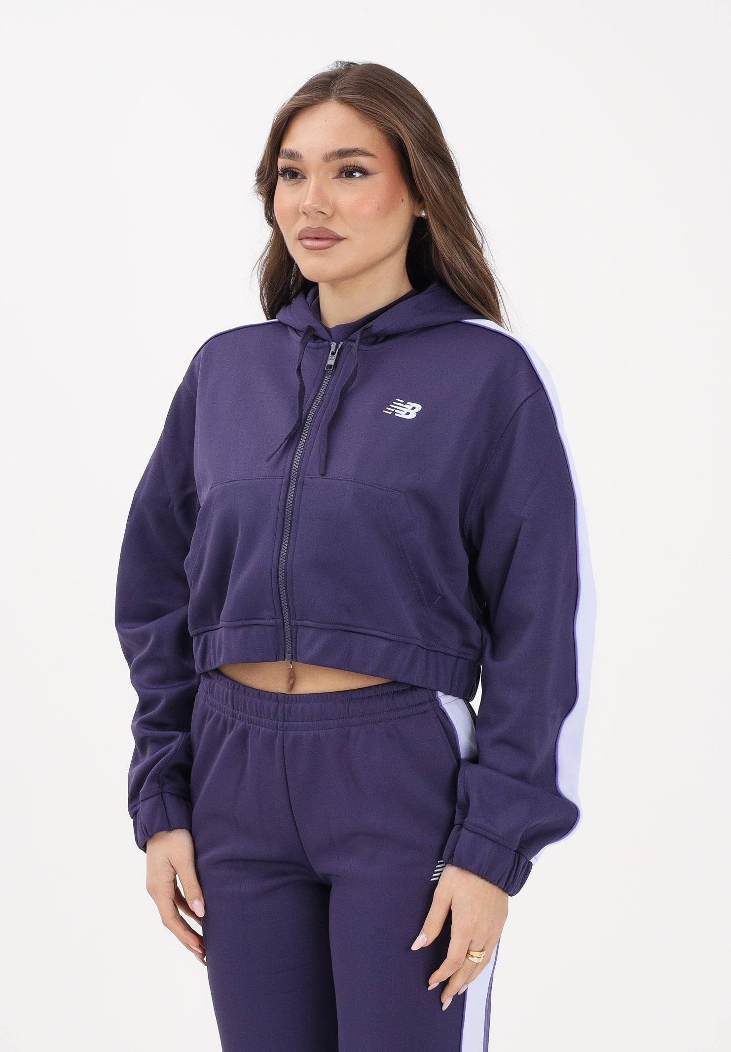 NEW BALANCE Felpa con zip Interlock viola da donna WJ61B759BOY . NEW BALANCE
