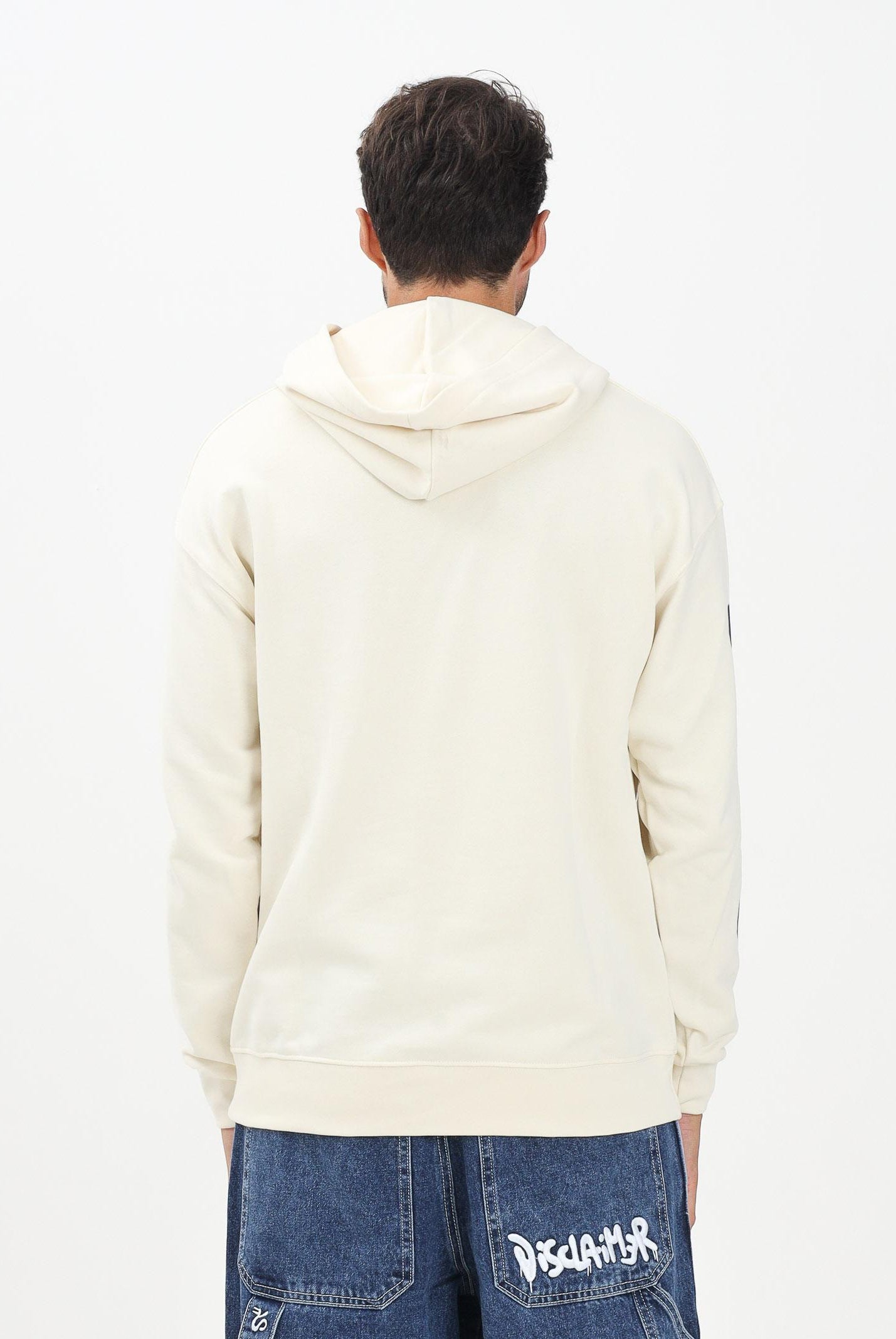 DISCLAIMER Felpa con cappuccio panna da uomo con stampa 25IDS55128 LA DISCLAIMER