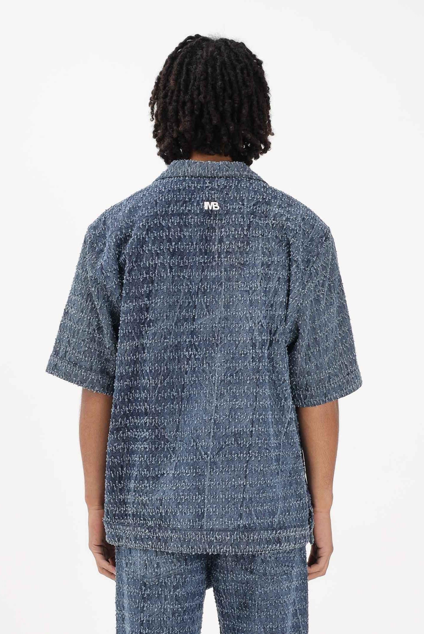 I'M BRIAN Camicia a manica corta in denim medio da uomo con lavorazione CA3649 0028 I'M BRIAN