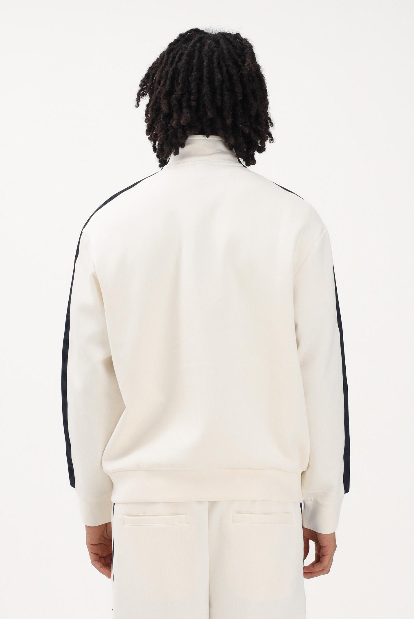 ARMANI EXCHANGE Felpa con zip panna da uomo rifinita da logo e bande a contrasto XM002367AF13047 U1074 ARMANI EXCHANGE