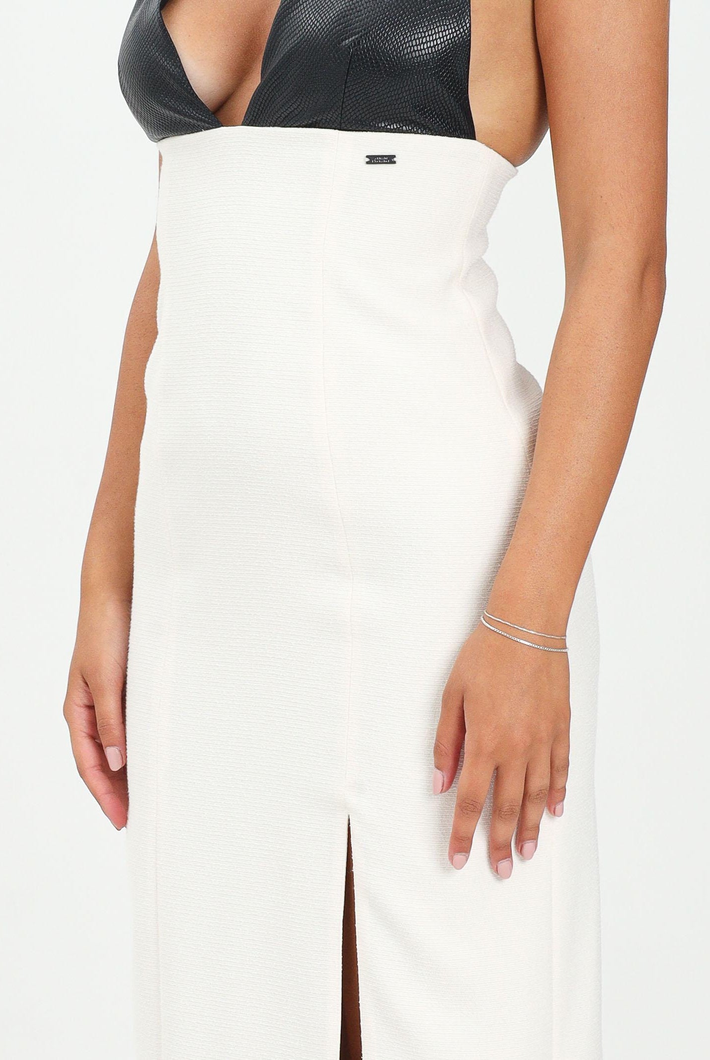 ARMANI EXCHANGE Abito lungo panna da donna con corpetto a contrasto XW000721AF16209 M0001 ARMANI EXCHANGE