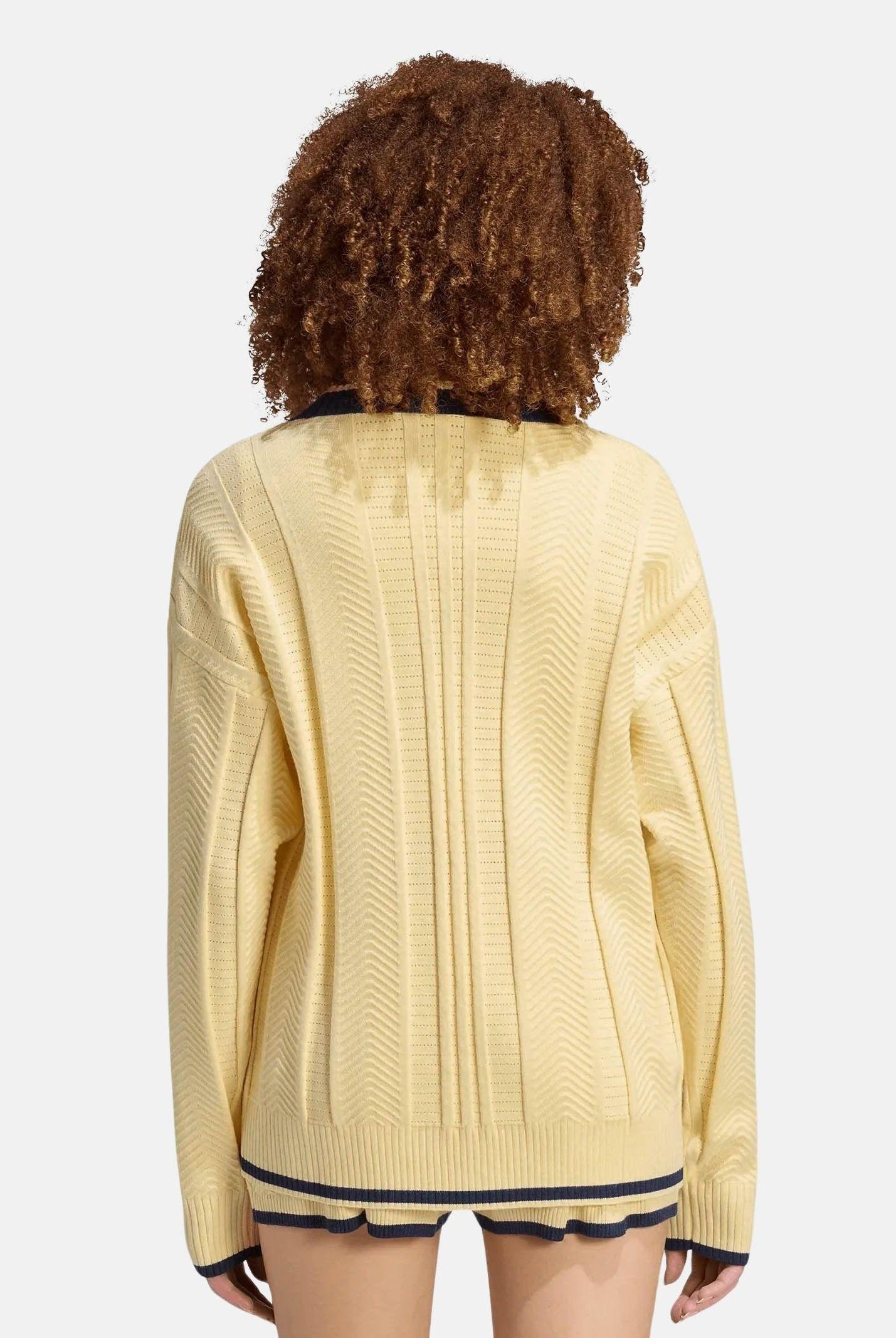 ADIDAS ORIGINALS cardigan Cable Knit Cardigan Warm Vanilla, colore giallo crema, donna. KS4968 . ADIDAS ORIGINALS