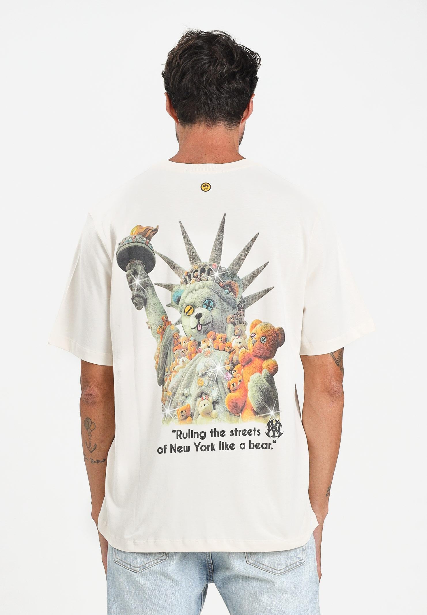 BARROW T-shirt a manica corta color crema per uomo e donna con maxi stampa sul retro F5BWUATH038 013 BARROW