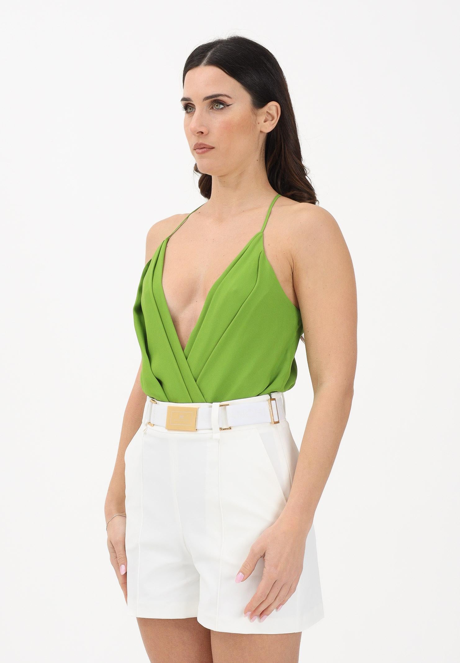 ELISABETTA FRANCHI Body verde da donna con spalline incrociate sul retro BO01461E2 EV3 ELISABETTA FRANCHI
