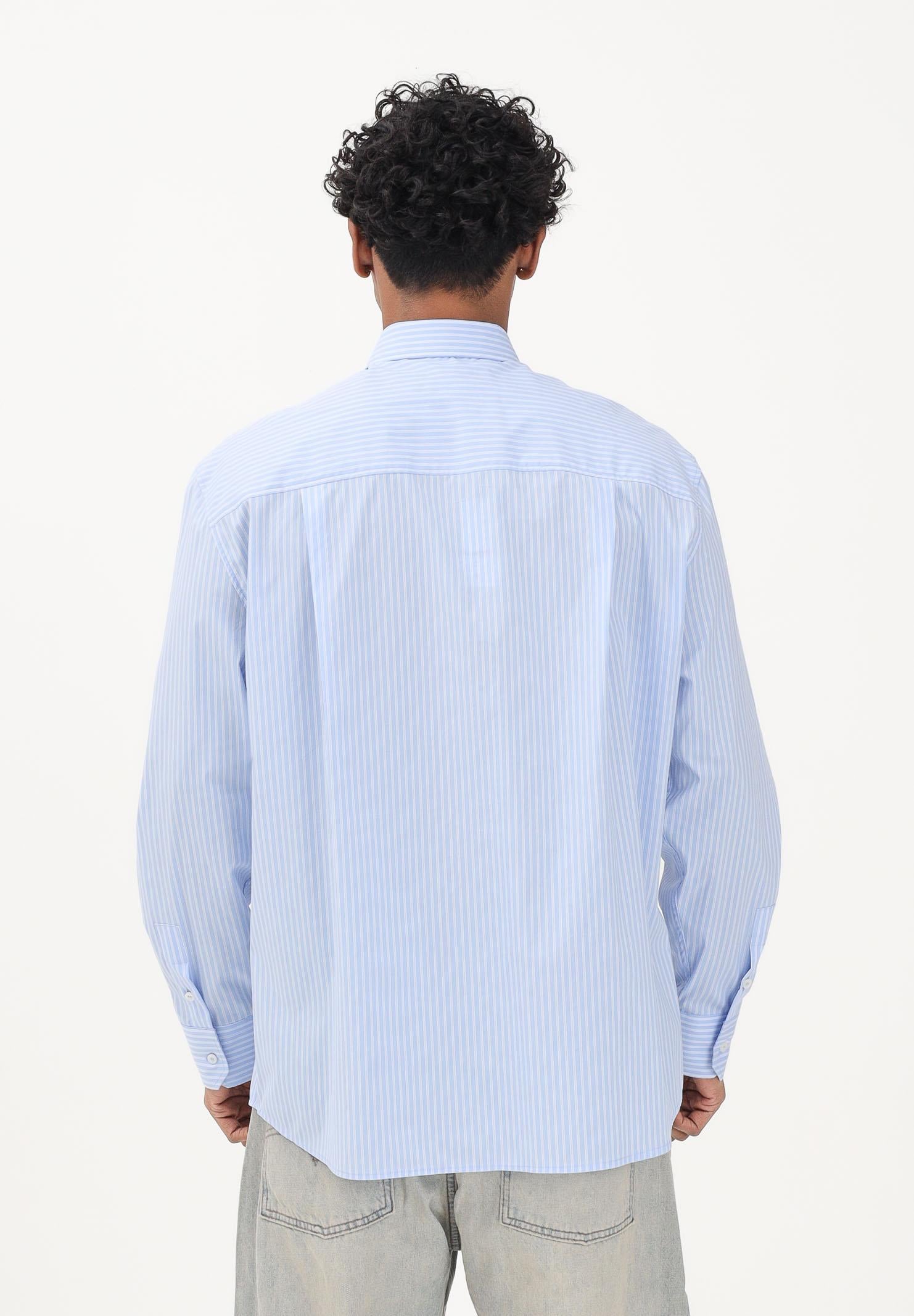 I'M BRIAN Camicia a manica lunga azzurra da uomo con motivo a righe CA3630 CEL I'M BRIAN