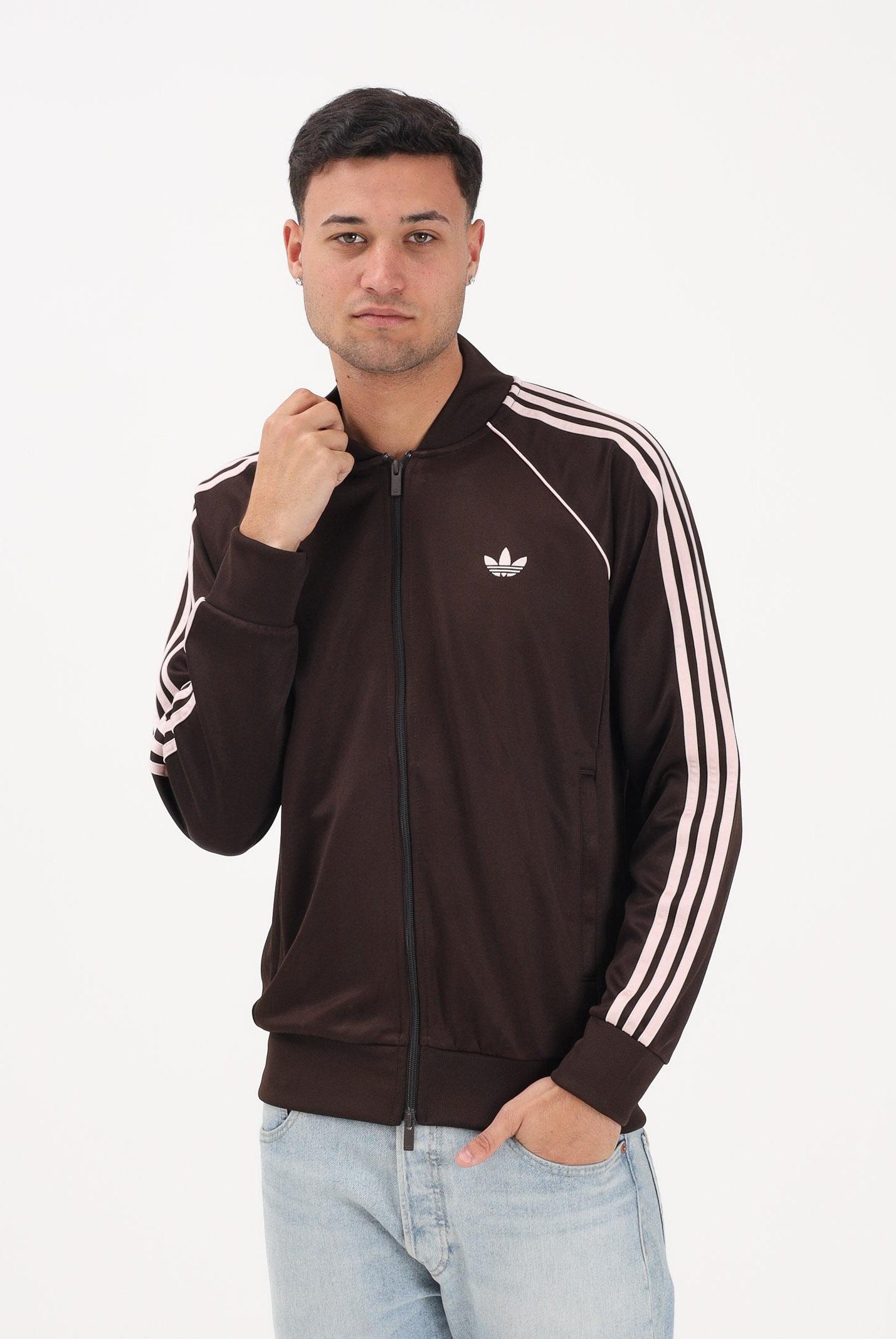 ADIDAS ORIGINALS Felpa con zip SST marrone e rosa per uomo e donna KE3508 . ADIDAS ORIGINALS