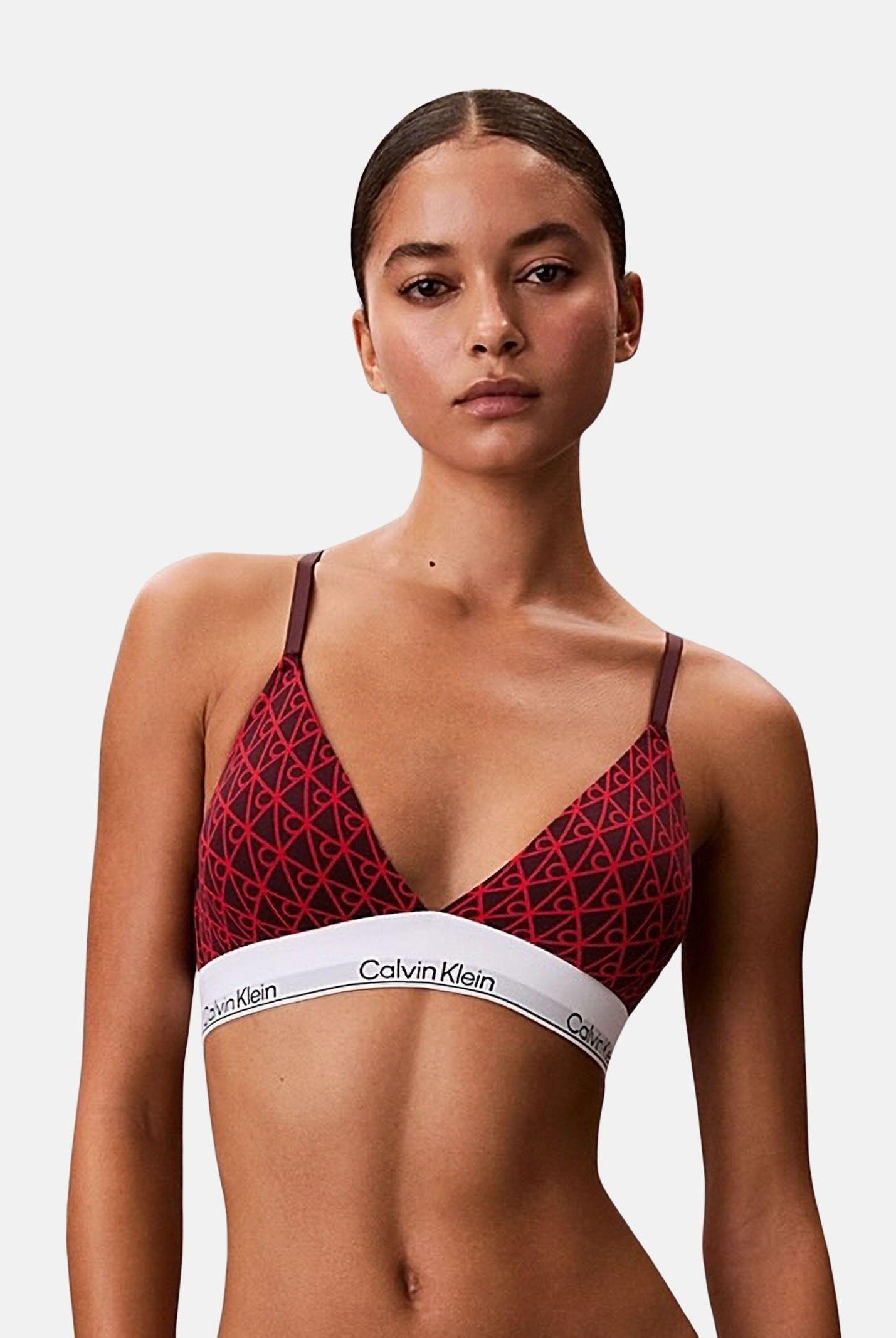 CALVIN KLEIN Bralette rossa da donna caratterizzata da stampa monogramma "CK" LV00QF8498 ZIJ CALVIN KLEIN