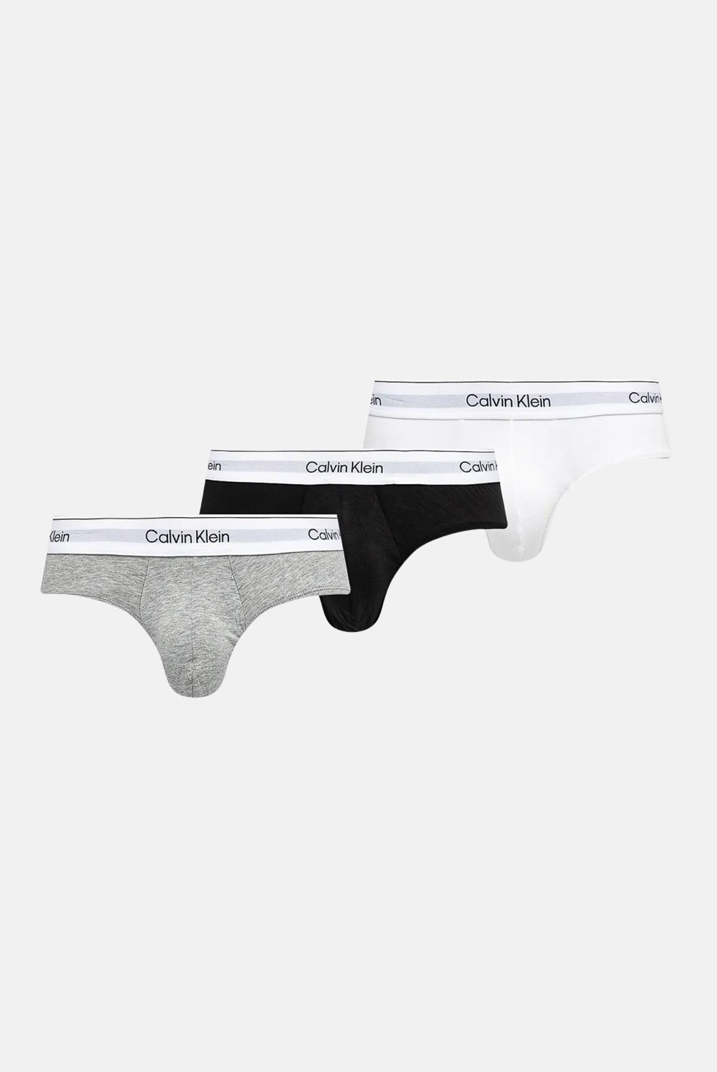 CALVIN KLEIN Slip (3 paia) bianco, grigio e nero da uomo con logo LV00NB4388 MP1 CALVIN KLEIN